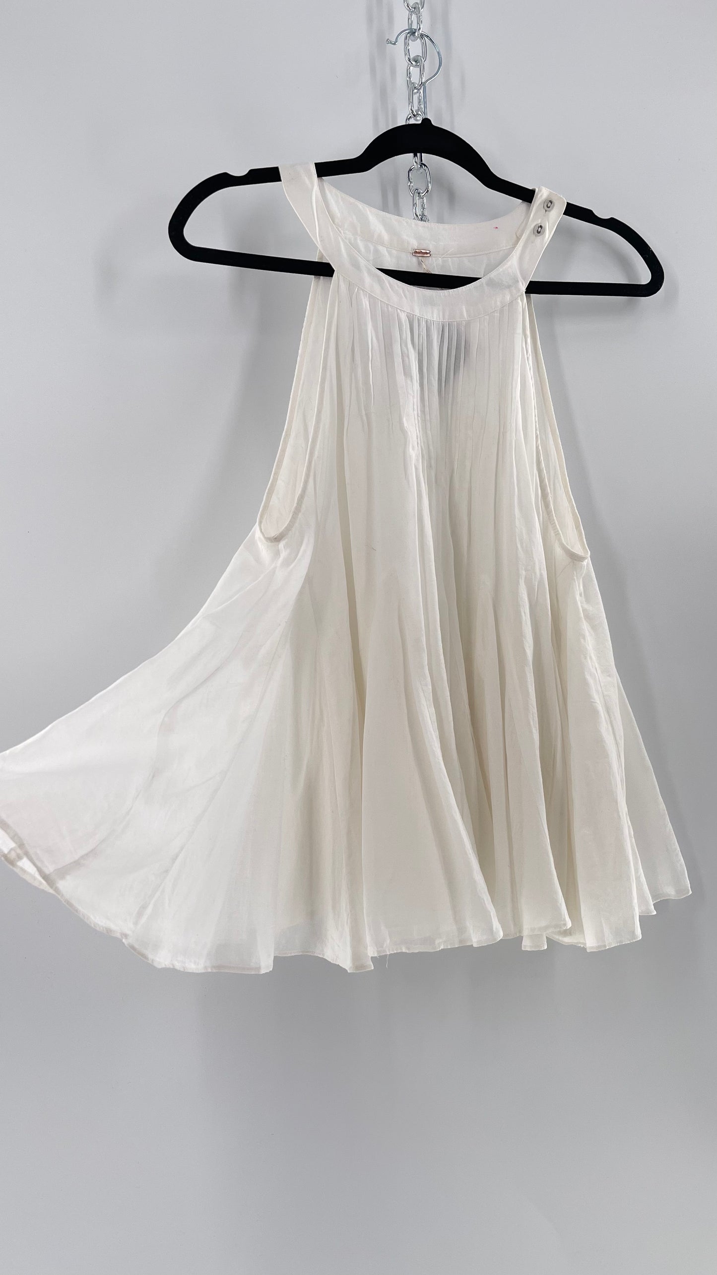 Free People White Pleated Tank (Medium)