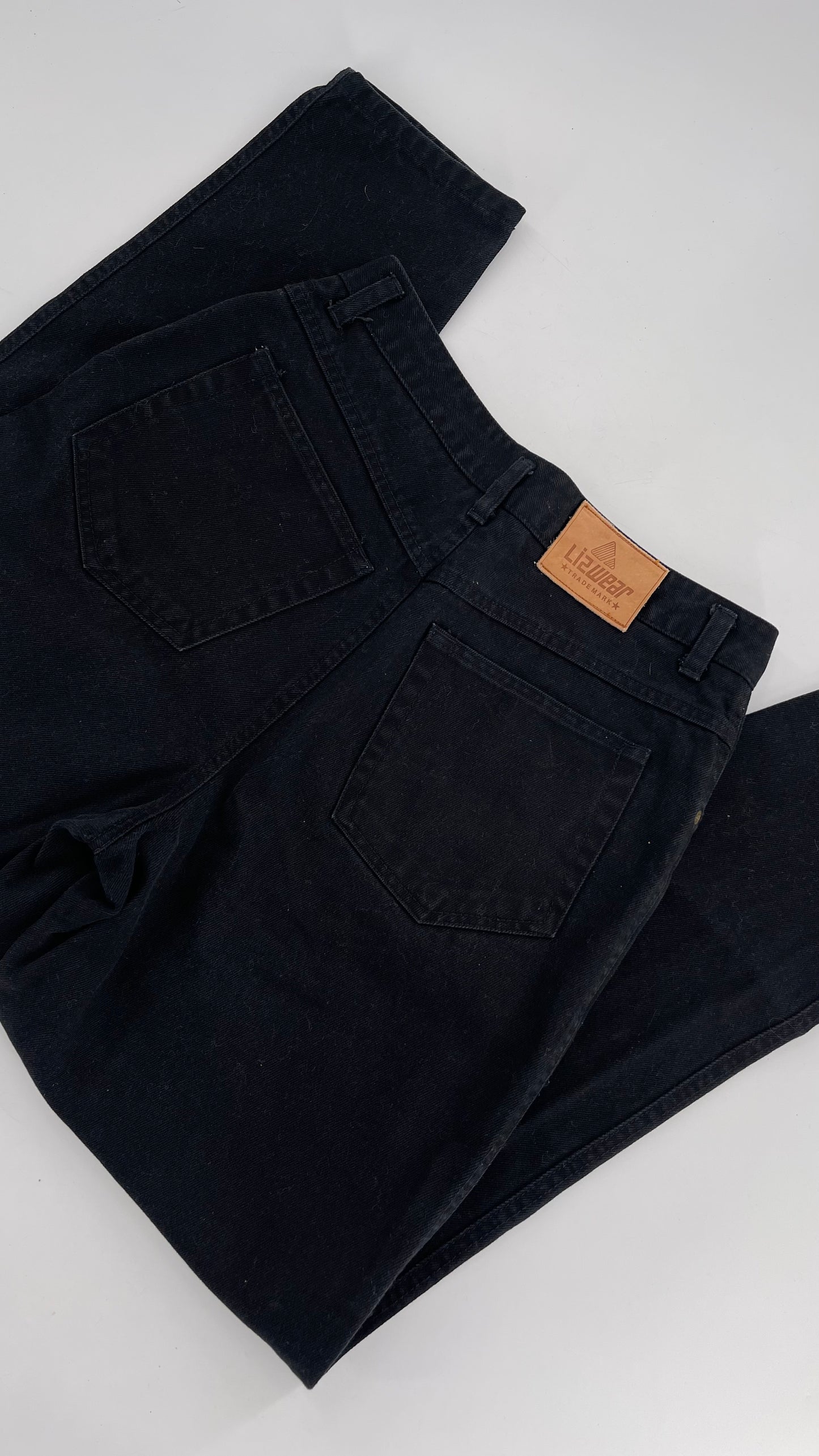 Vintage Lizwear Black Denim Straight Legs (Size 12)