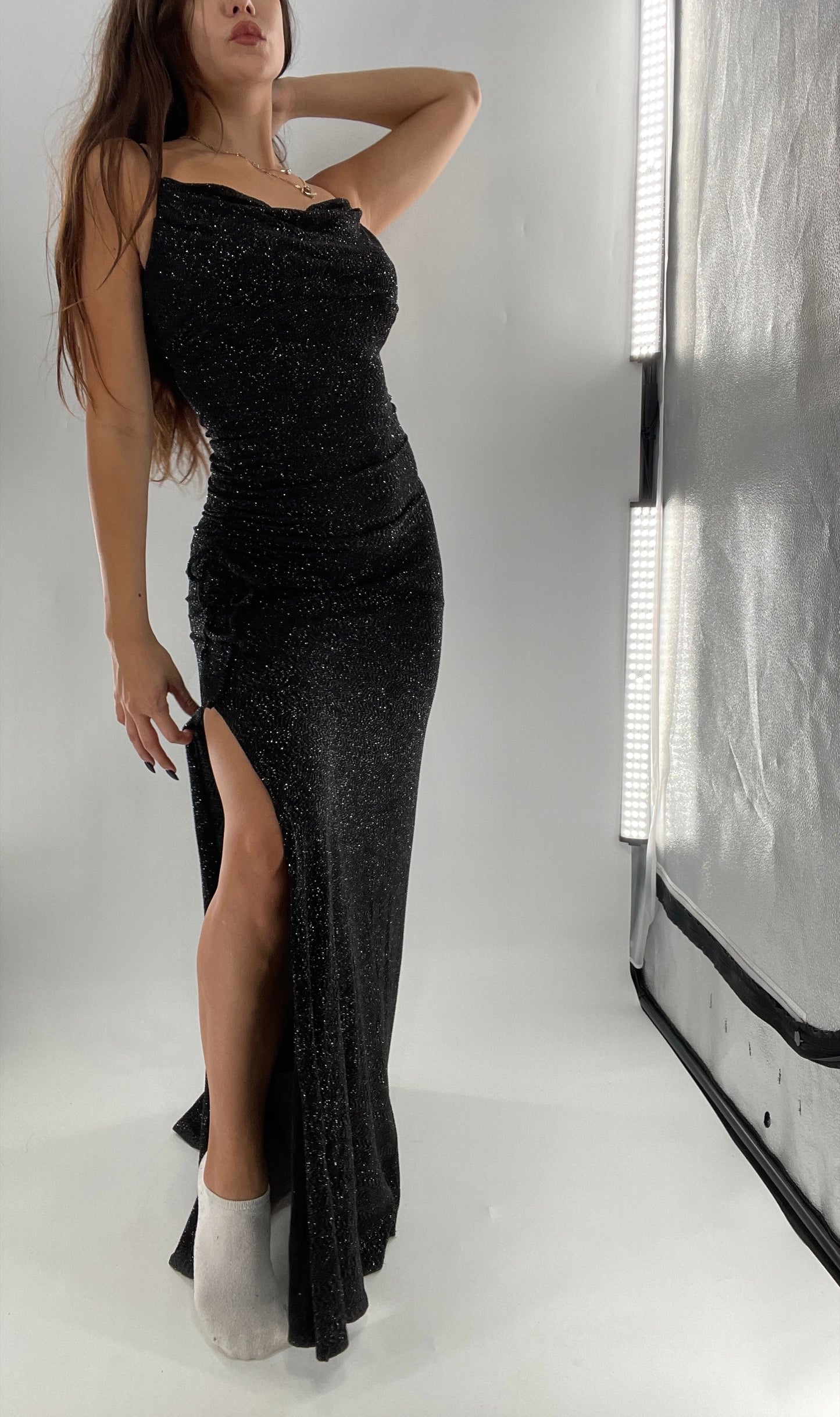 City Triangles 1990s Vintage Black Glitter Floor Length (S)