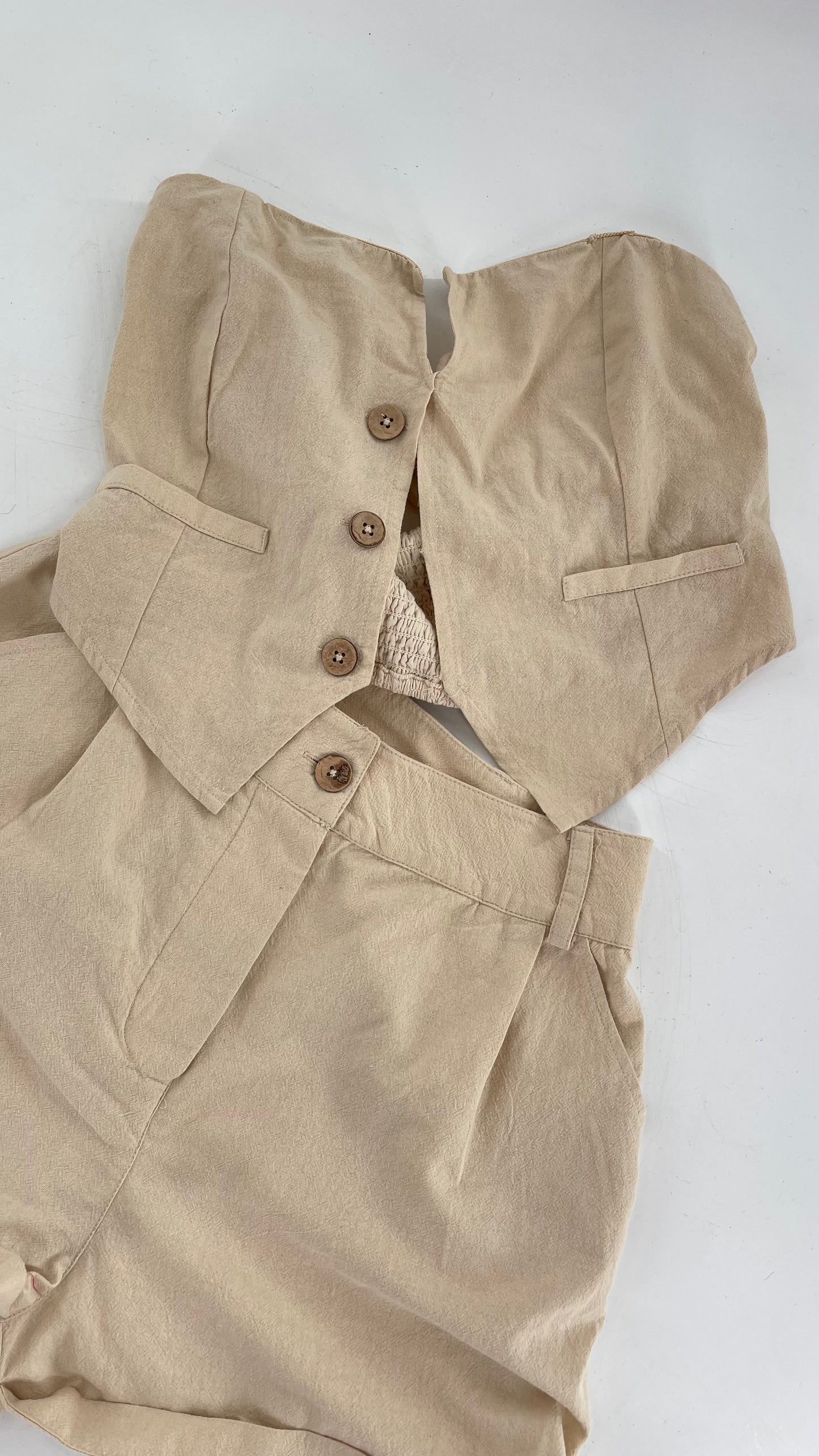 Intimately Free People Beige Vest and Shorts Set (Small)