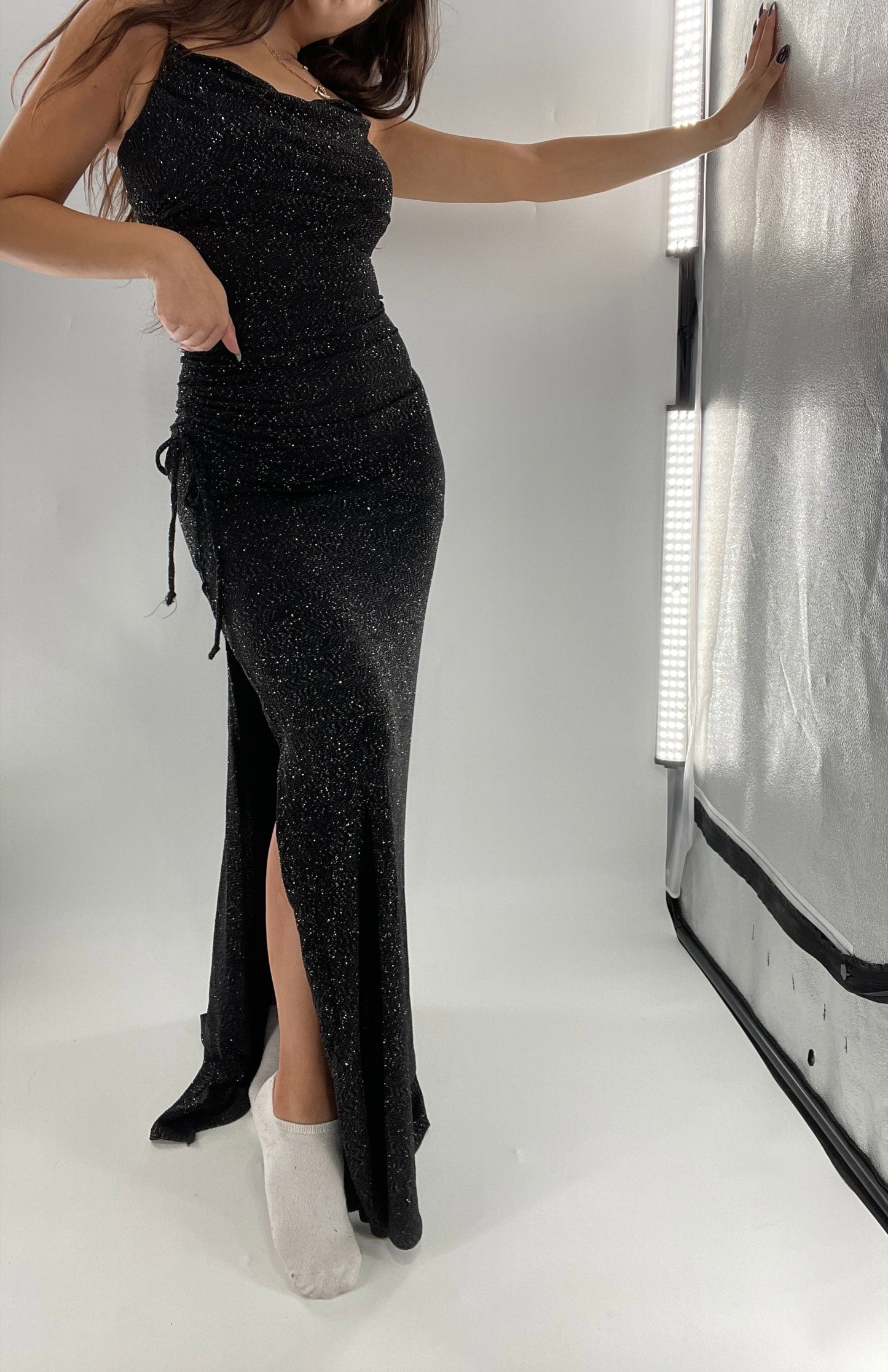 City Triangles 1990s Vintage Black Glitter Floor Length (S)