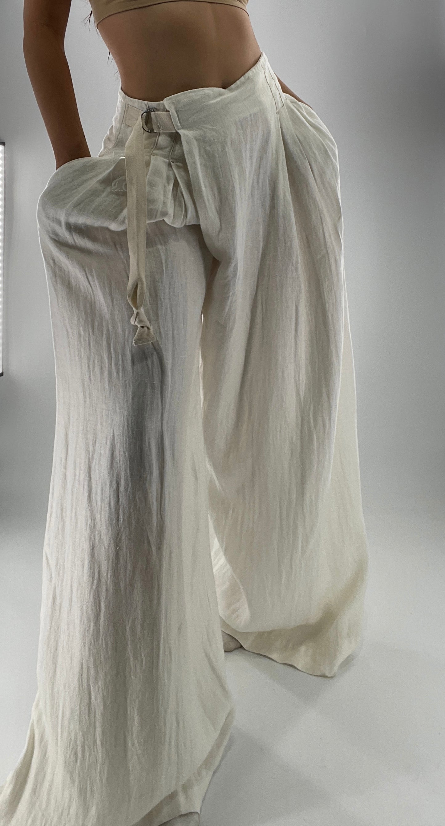Free People Off White Pleated Trouser Wide Leg (2)