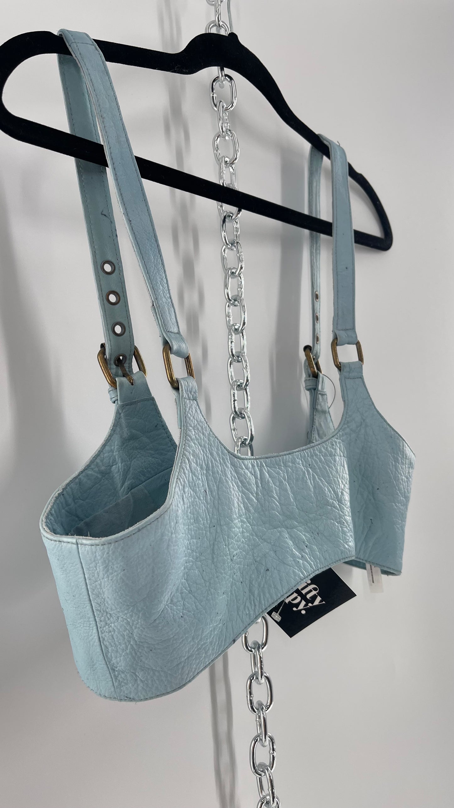 Free People Baby Blue Buckled Corset Belt (Large)
