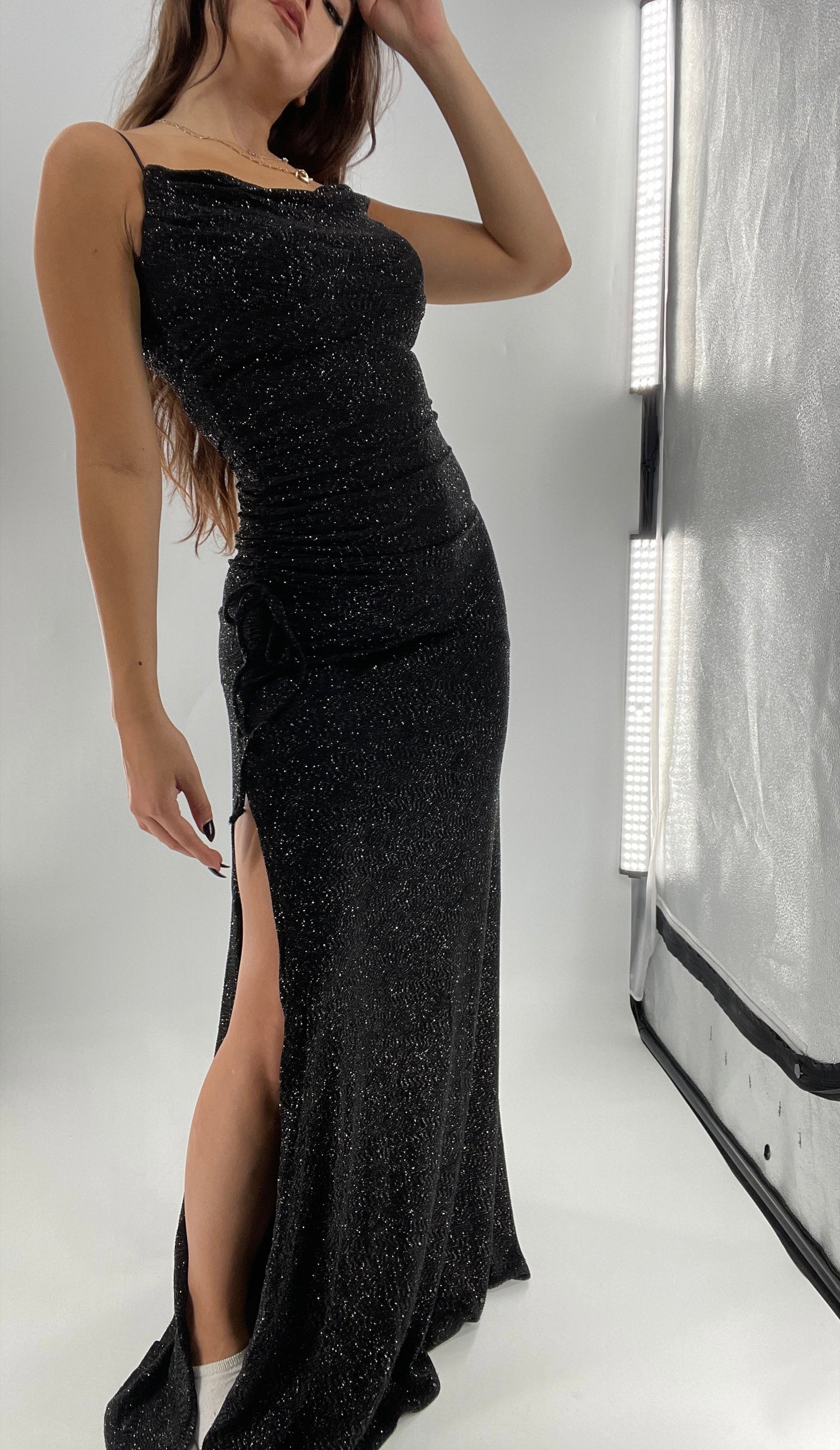 City Triangles 1990s Vintage Black Glitter Floor Length (S)