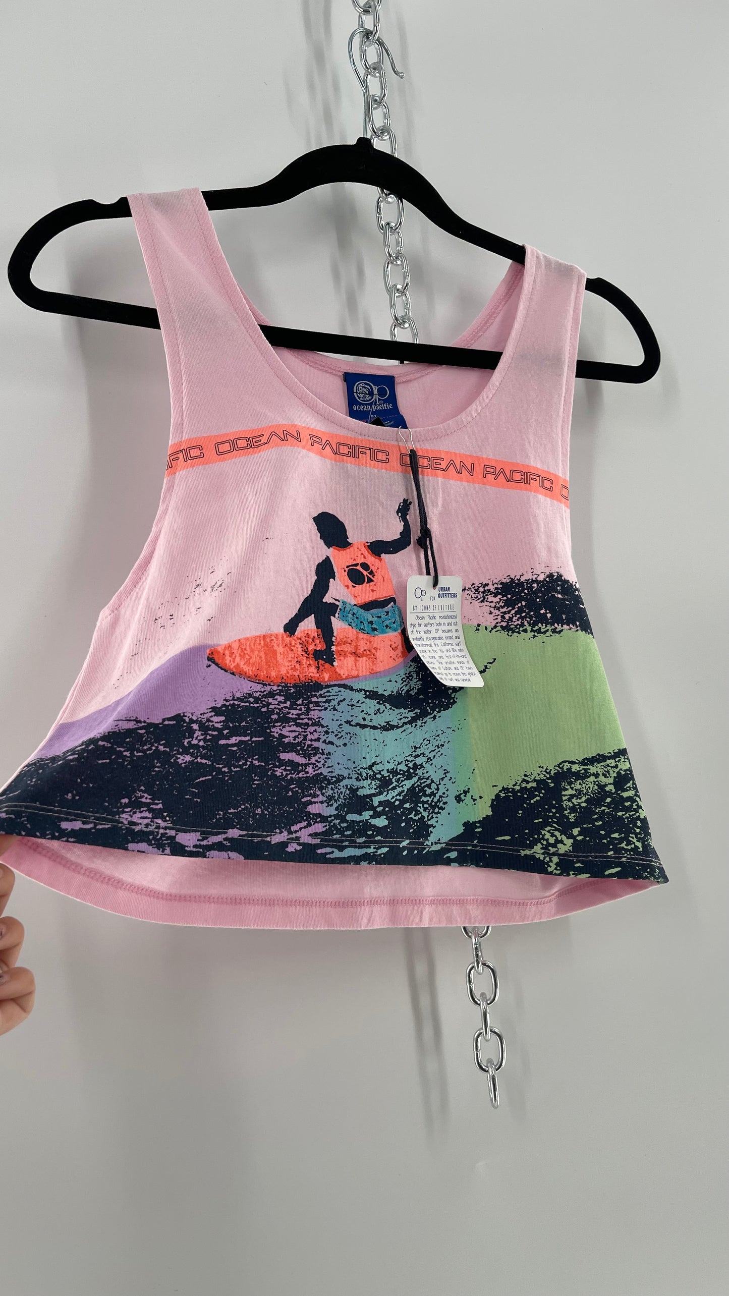 Urban Outfitters 80s OP Surfer Graphic Cropped Tank (XS)