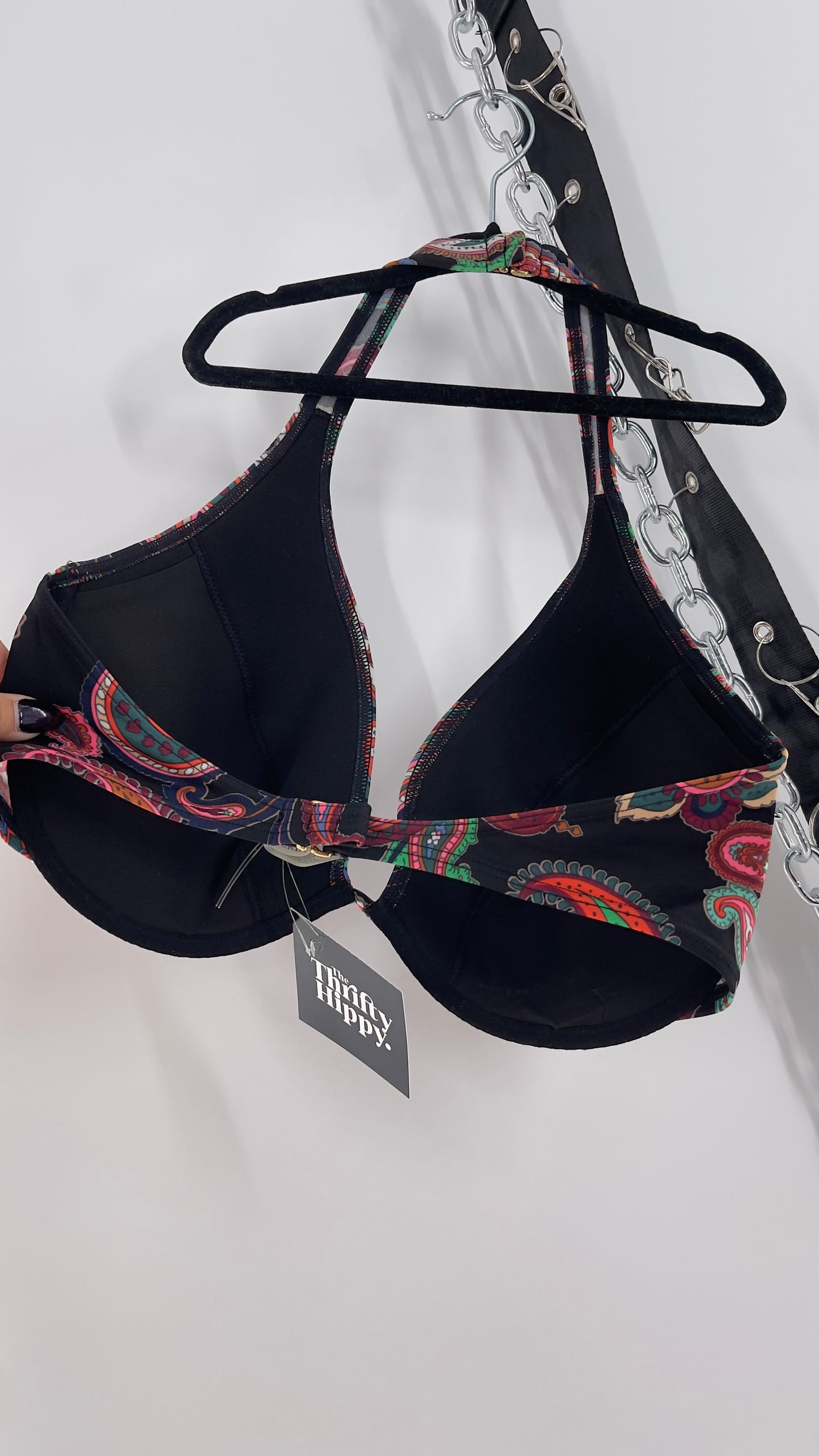 Vintage Victoria’s Secret Paisley Underwire Halter Bikini Top (36DD)