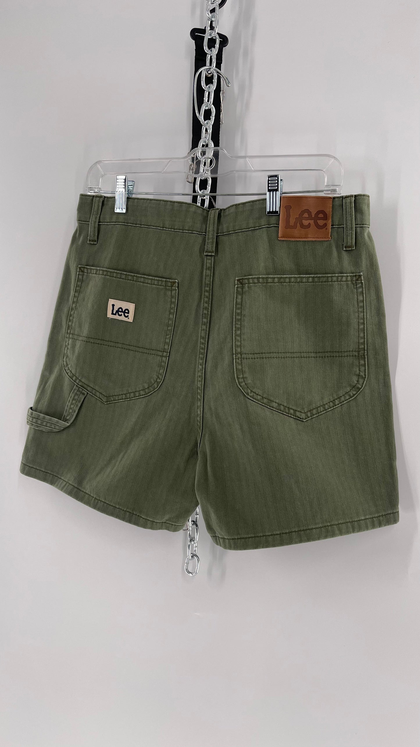 Lee X Free People Army Green Bermuda Cargo Shorts (30)