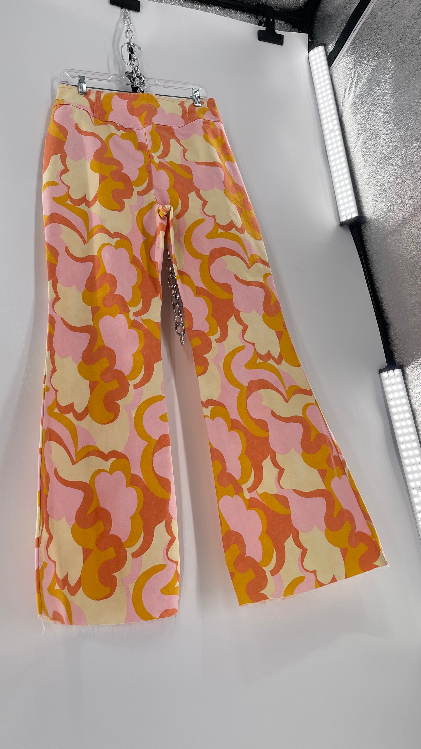 Free People Youthquake Warm Toned Funky Patterned Flare Bell Bottoms (31)