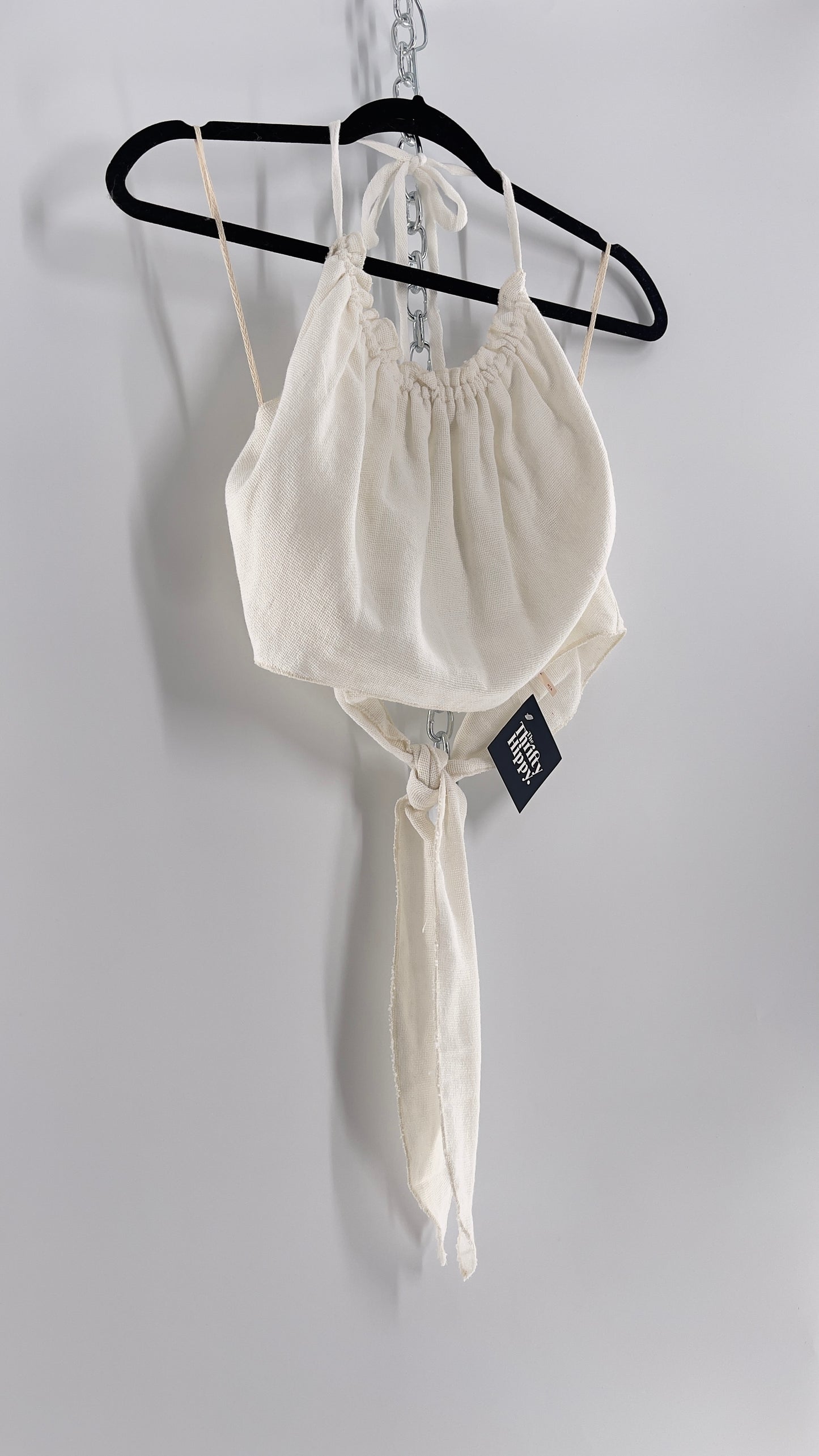 Free People White 100% Cotton Backless Halter (S)