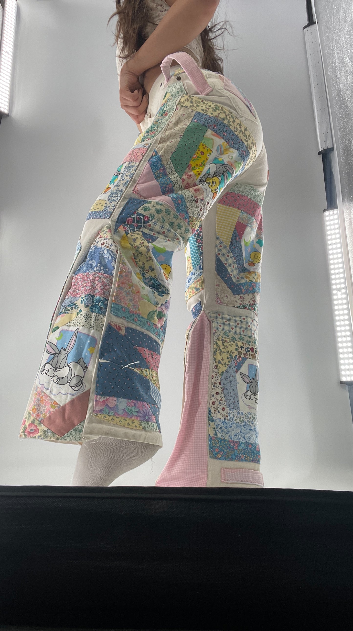 Custom - Handmade Reworked Looney Toons Cutie Pie Patchwork Flares