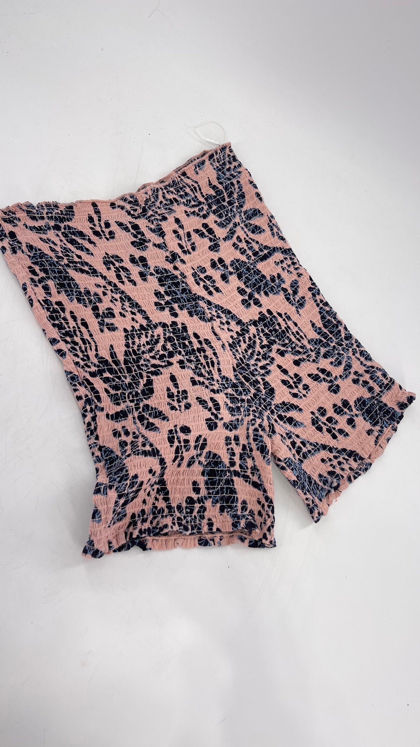 Free People Pink/Navy Patterned Smocked Shorts (XS/S)