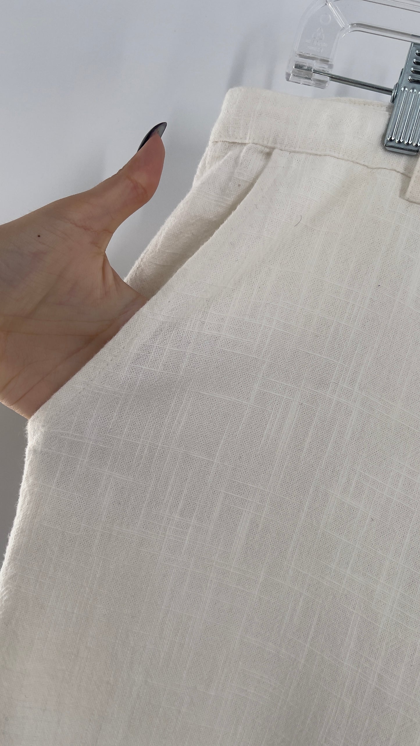 Urban Outfitters White High Waisted Frayed Hem Wide Leg Trouser (10)