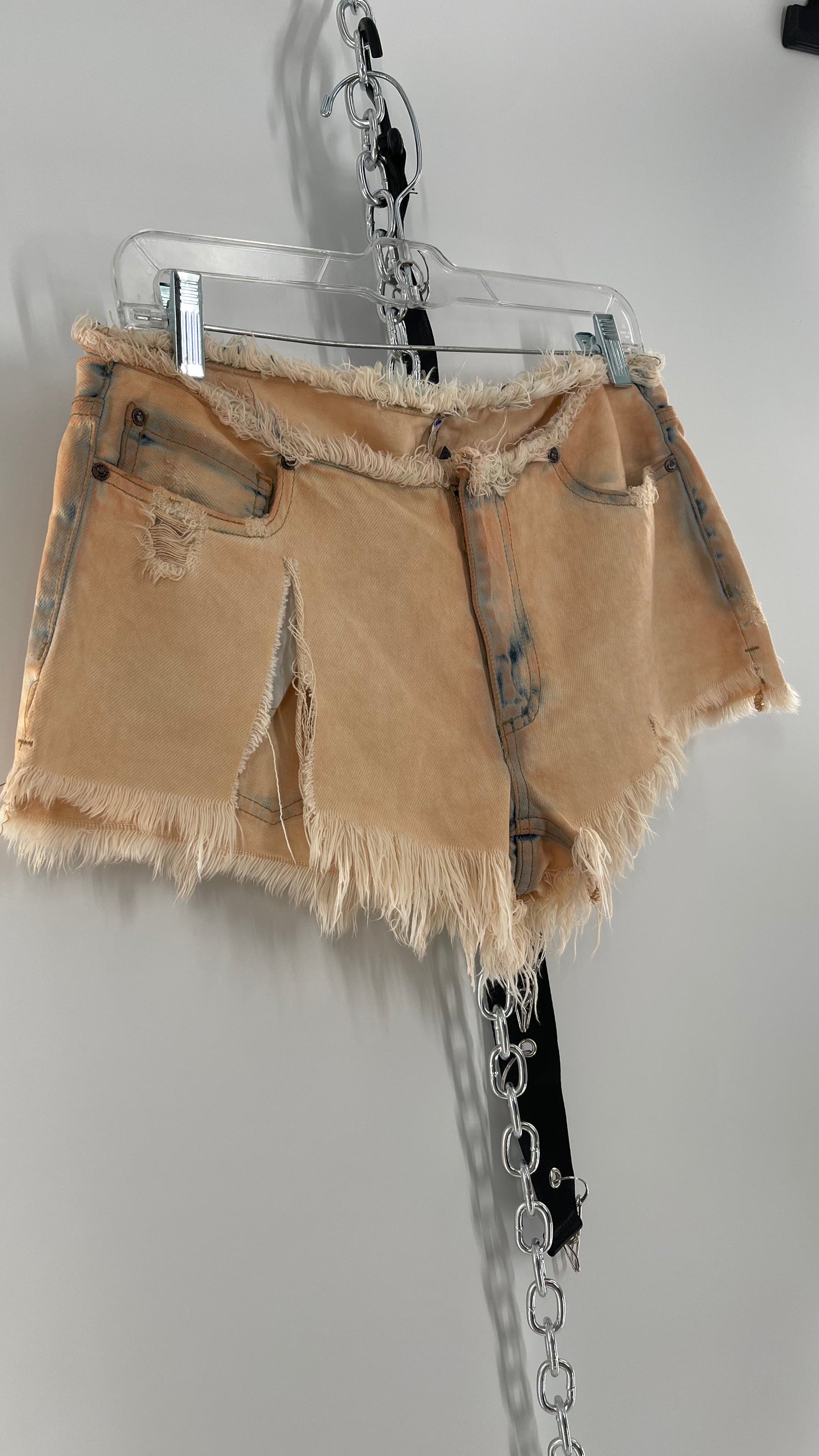 Free People Distressed Booty Shorts with Frayed Hem and Waistline (25)