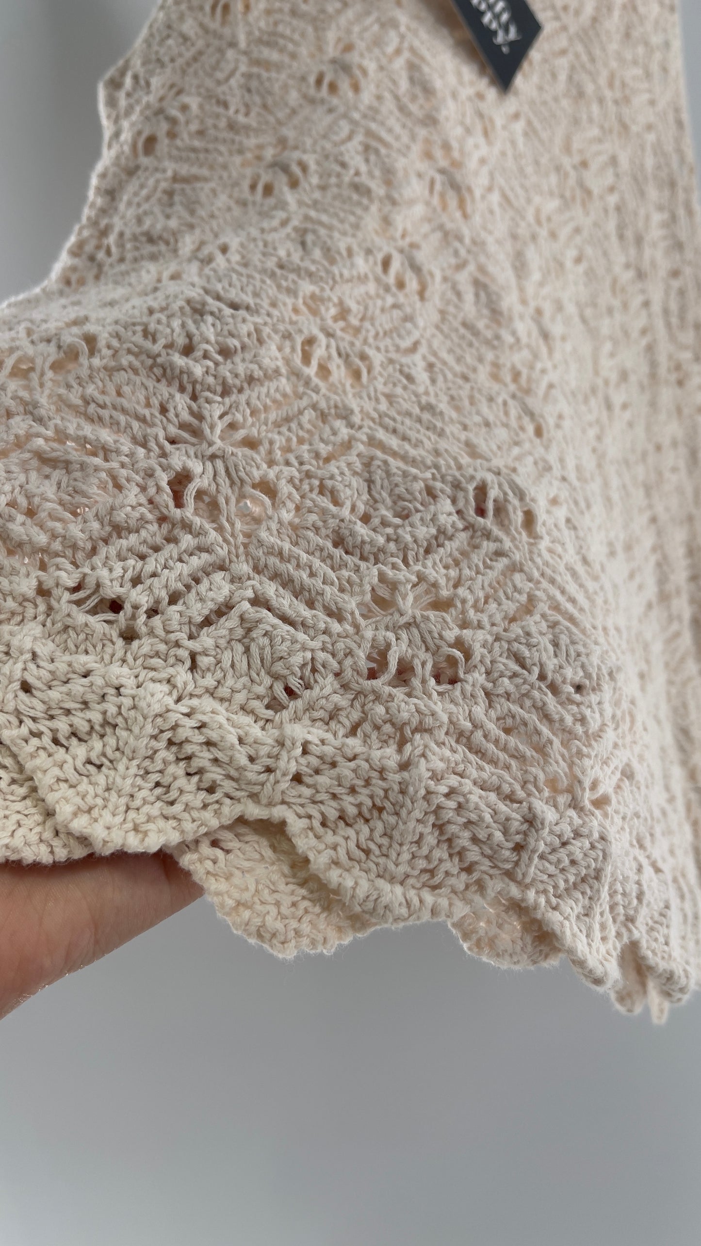 Beige Hippy Crochet Tank (Medium)