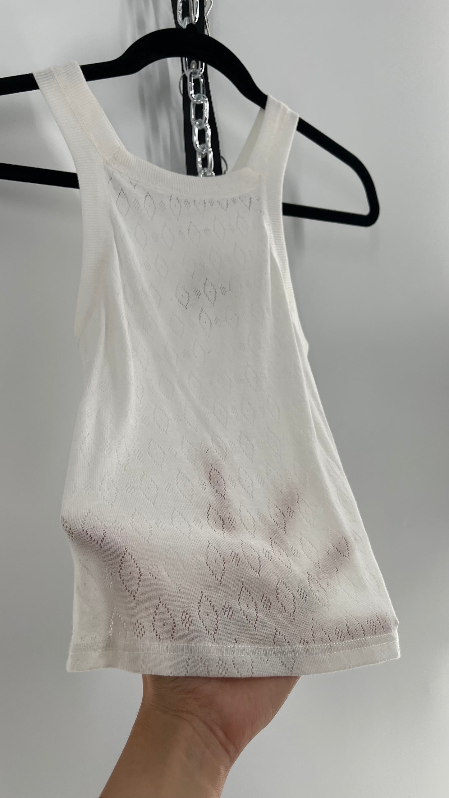 Intimately Free People White Perforated Pattern Knit Tank (XS)