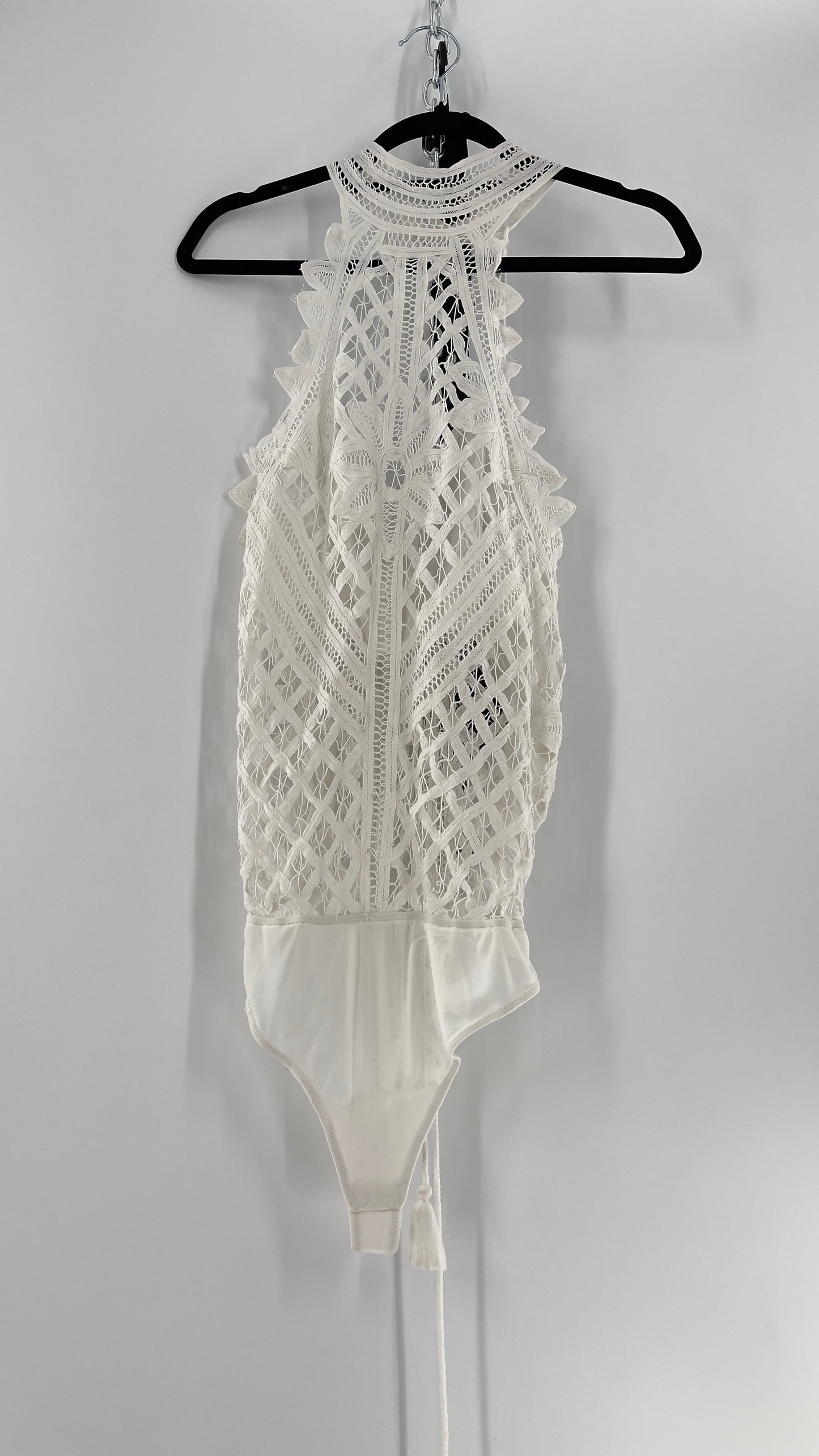 Intimately Free People Be My Battenburg White Lace Halter Bodysuit (XL)