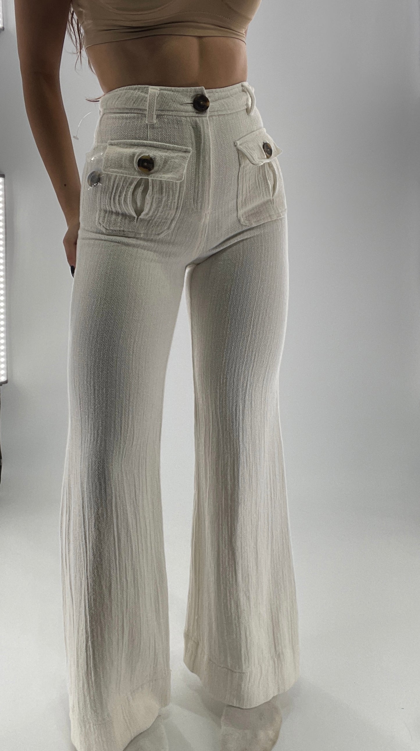 Free People Off White Knit Flares (2)