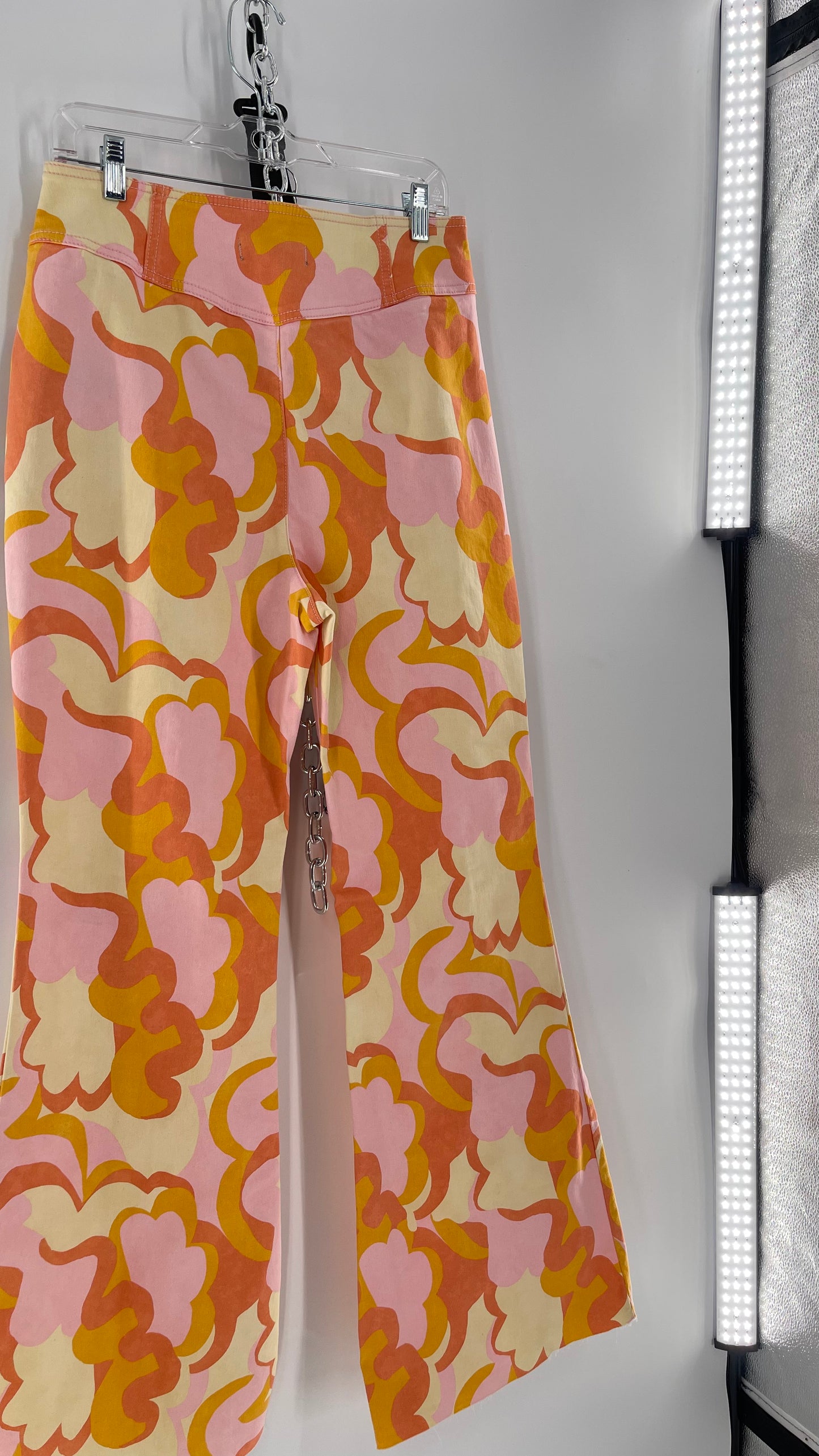 Free People Youthquake Warm Toned Funky Patterned Flare Bell Bottoms (31)