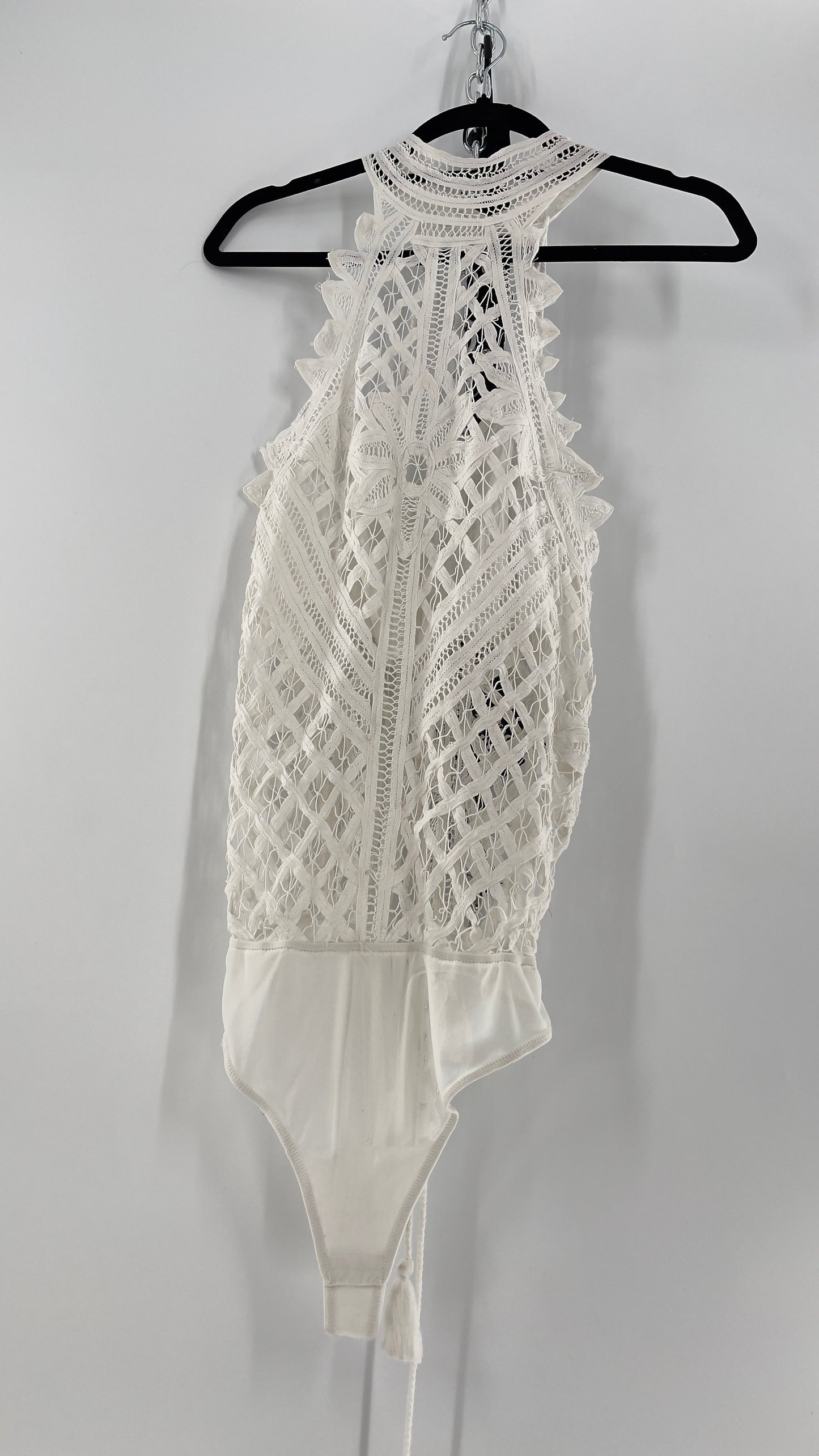Intimately Free People Be My Battenburg White Lace Halter Bodysuit (XL)