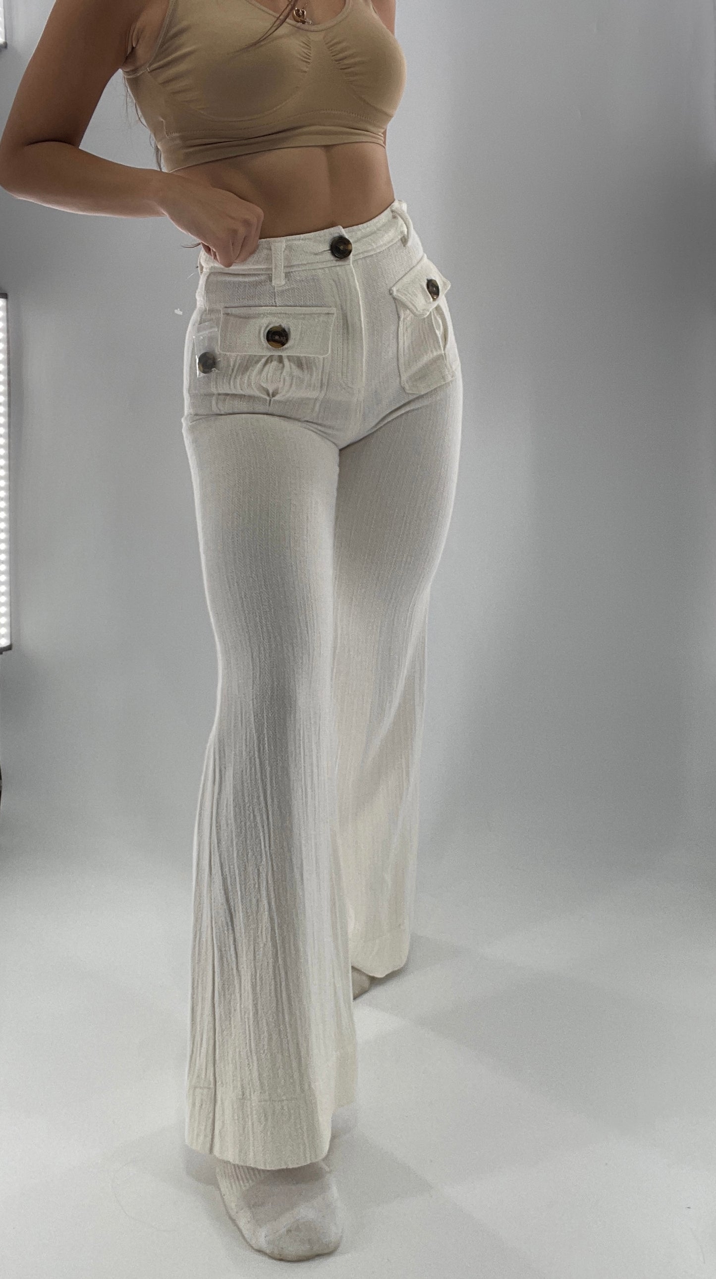 Free People Off White Knit Flares (2)