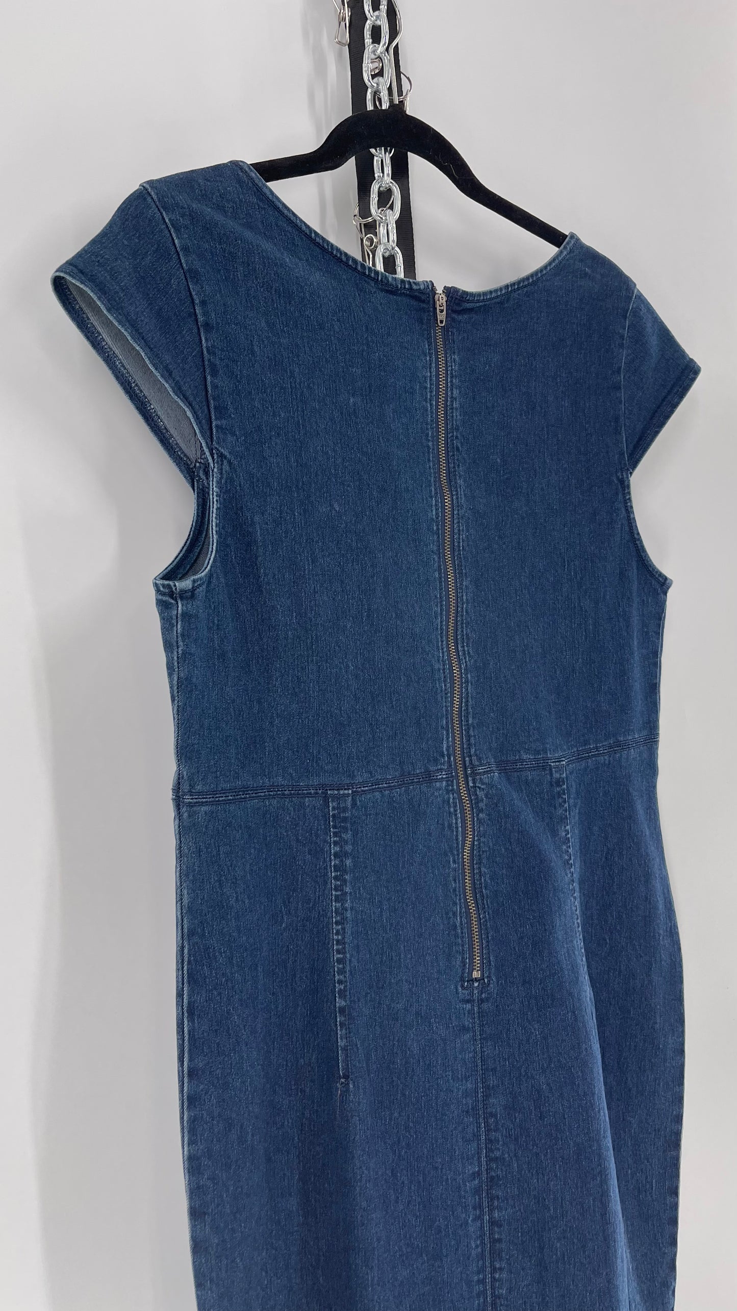 Free People Lia Denim Form Fitting Mini (Large)