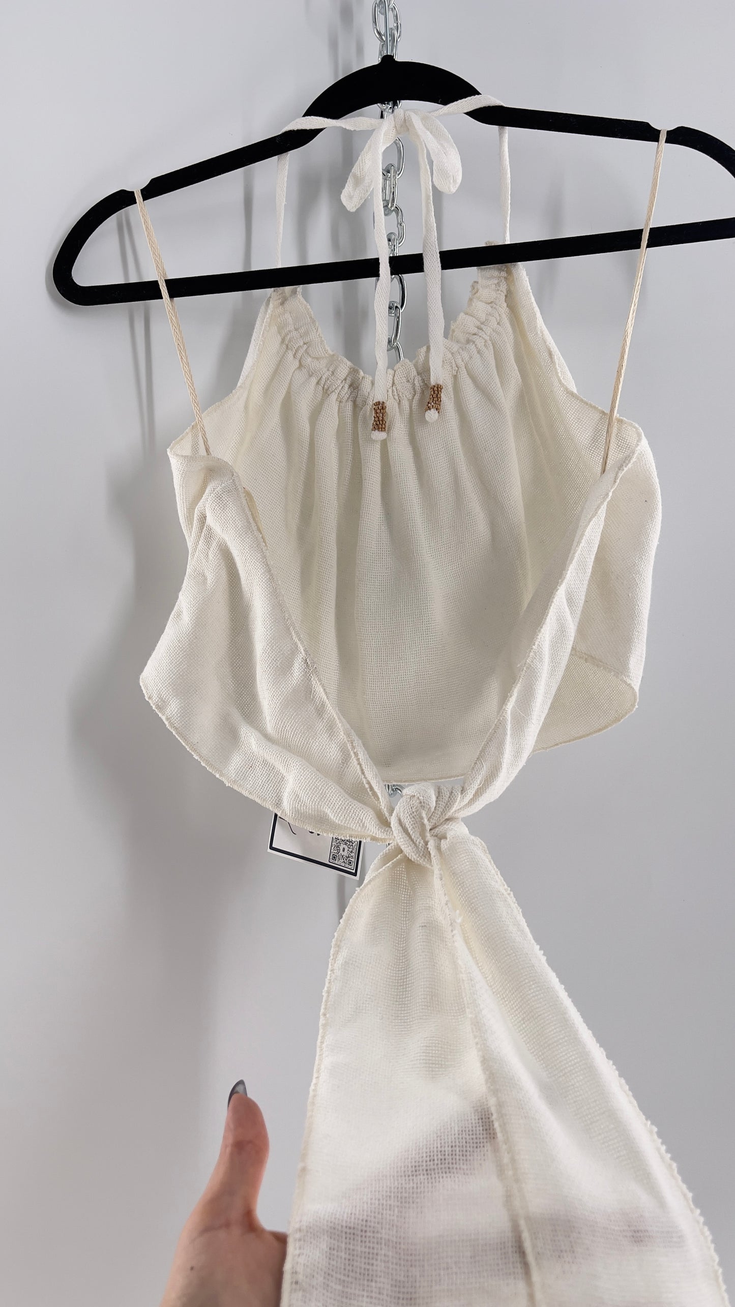 Free People White 100% Cotton Backless Halter (S)