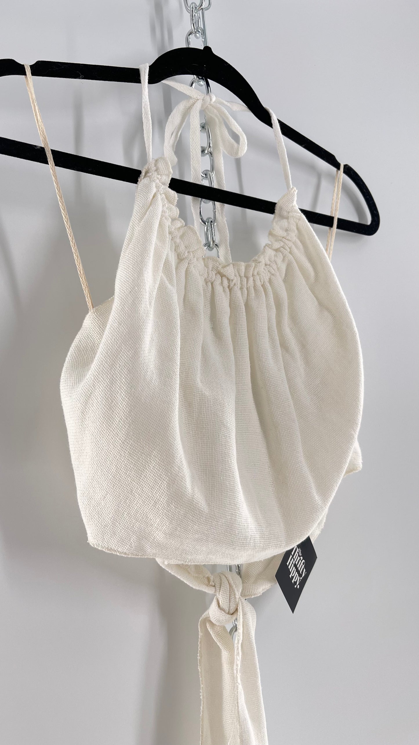 Free People White 100% Cotton Backless Halter (S)