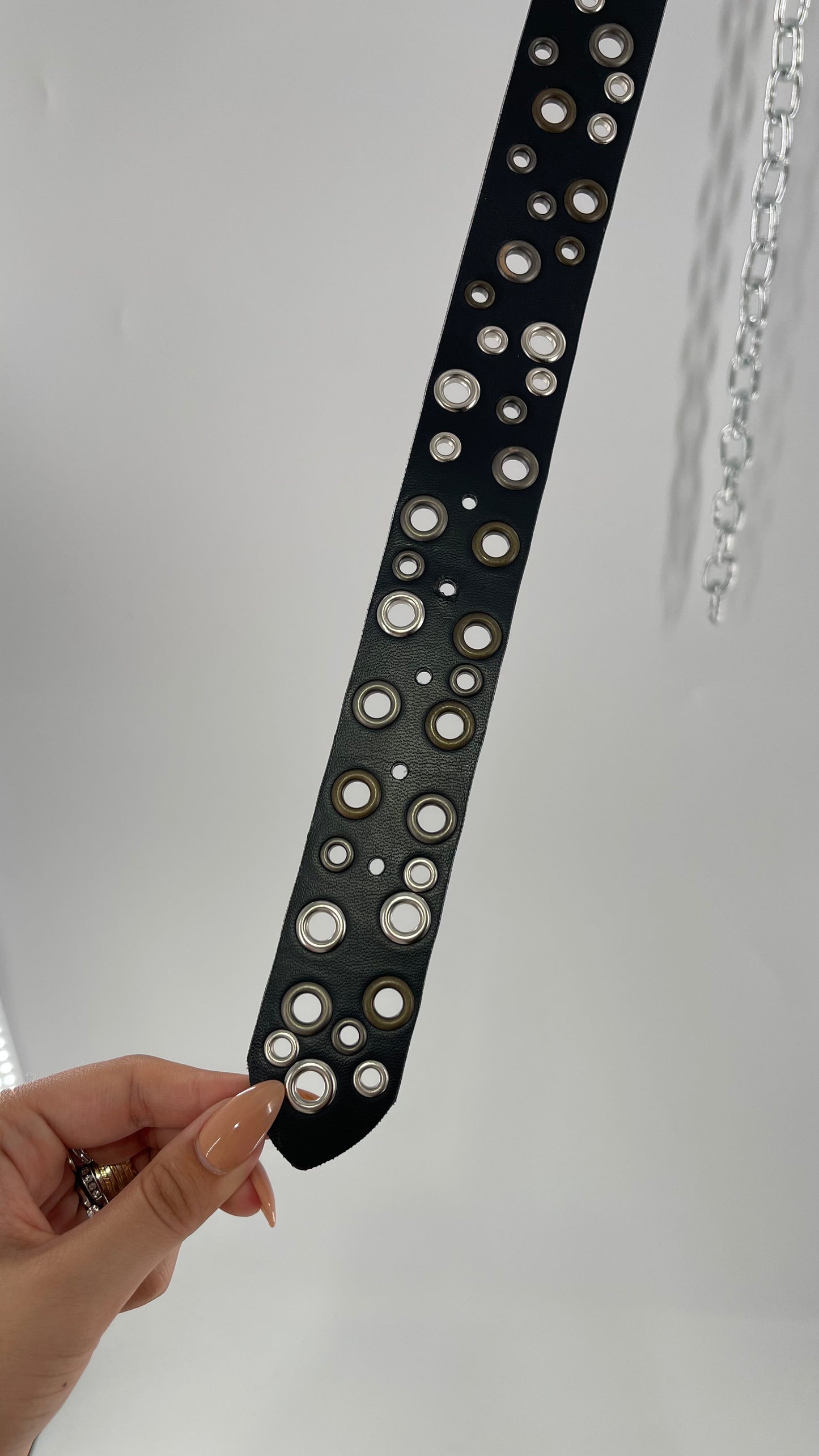 Vintage Multi Metal Tone Grommet Belt (Medium)
