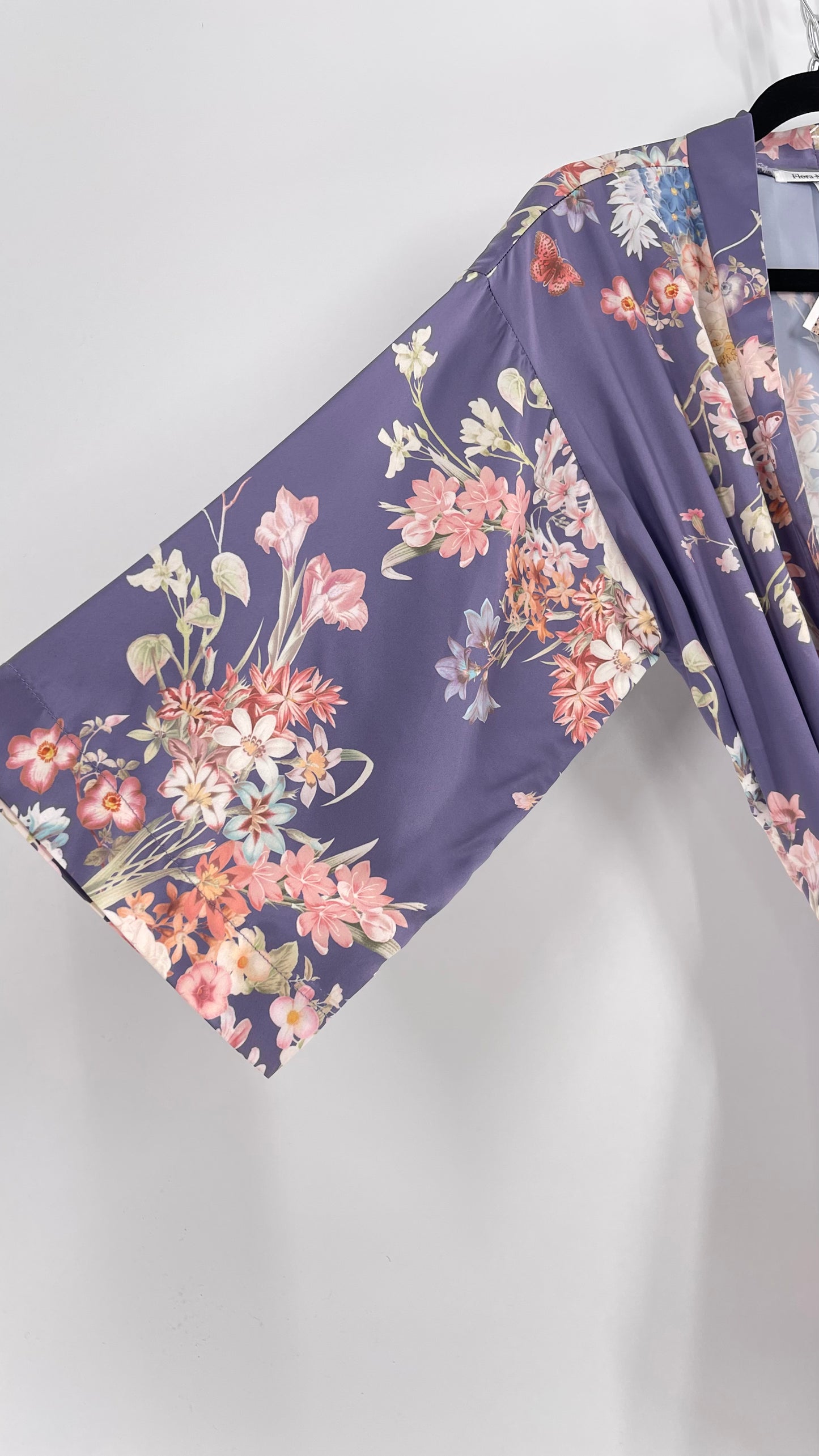 Anthropologie Flora Nikrooz Purple Floral Satin Robe (XS/S)