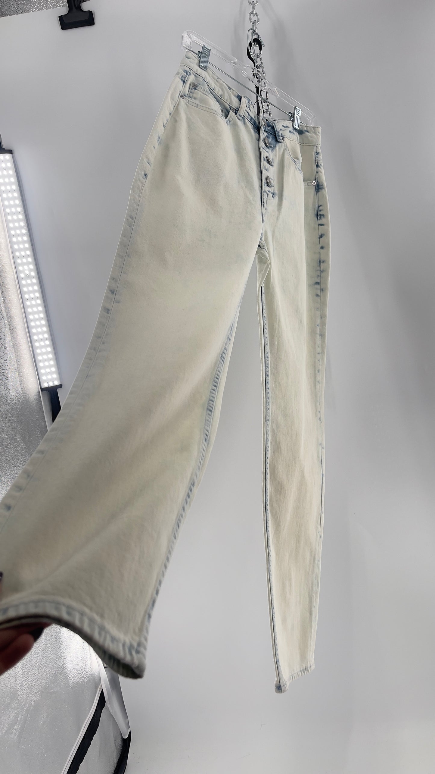 Free People X ZEEGEEWHY Acid Wash Straight Leg Jeans (27)