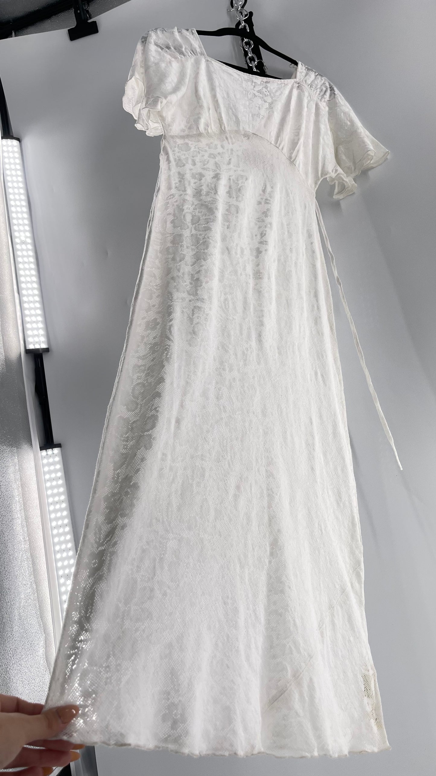 Free People White Lace Gauze Dress (XS)