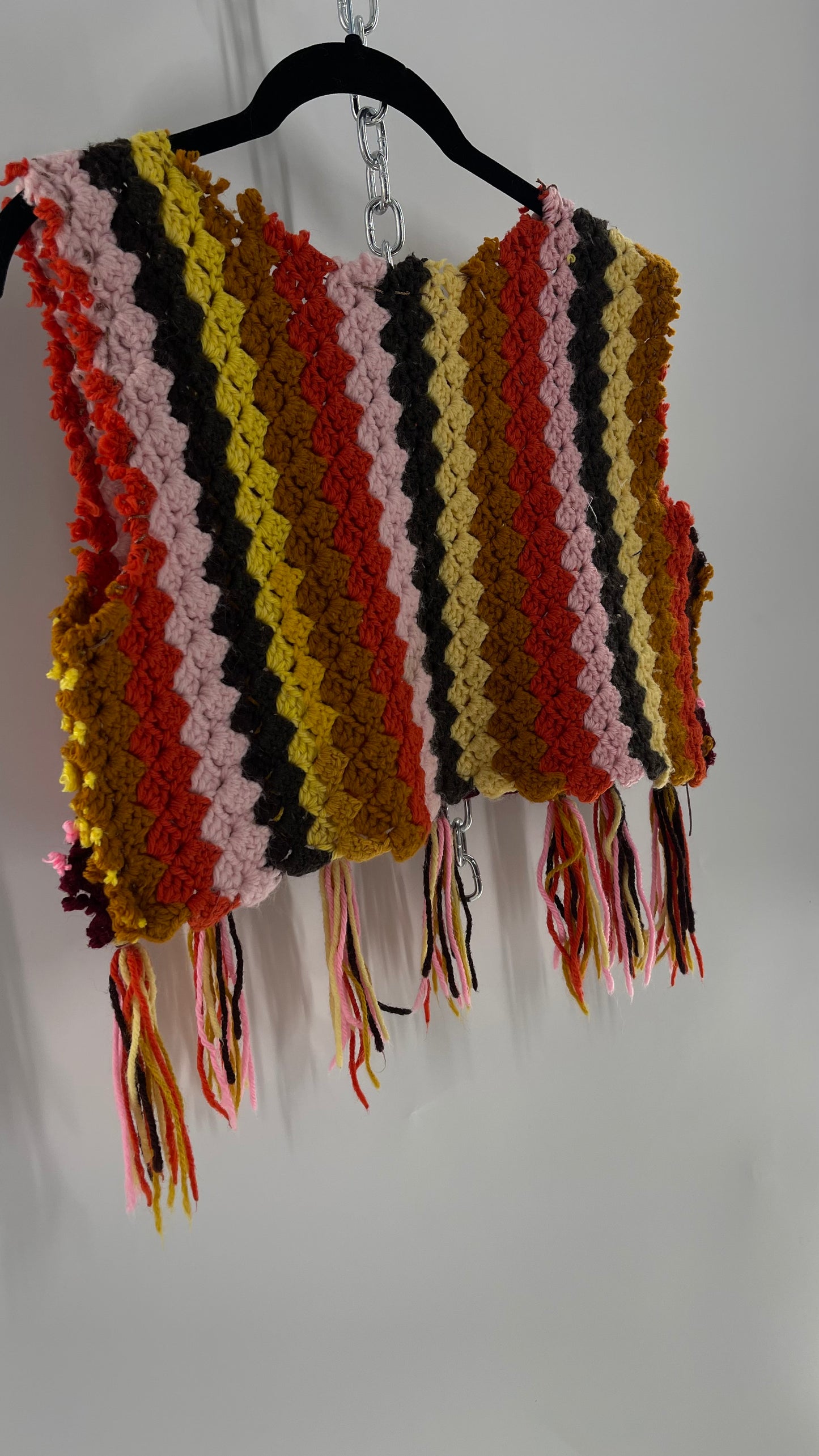 Custom Handmade RAGGEDY ANN Crochet Fringe Lined Crop (S/M)