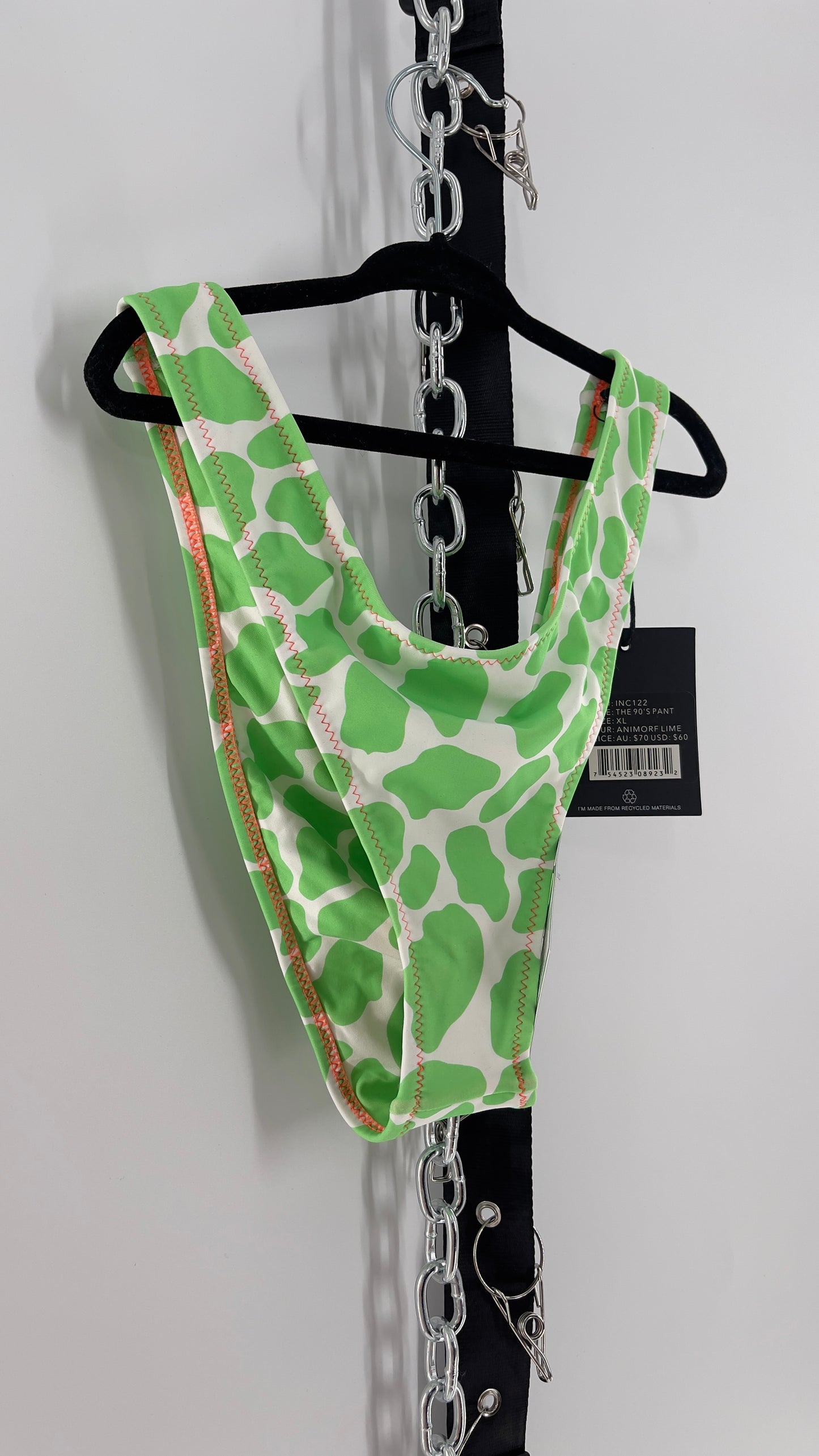 IT’S NOW COOL 90s Cut Lime Swim Bottoms (XL)