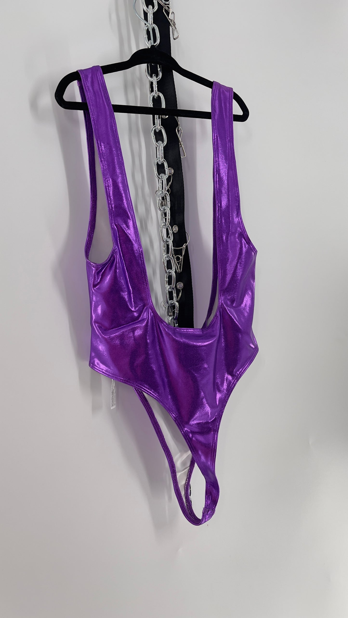 Out From Under Purple Metallic One Piece Swimsuit (S)