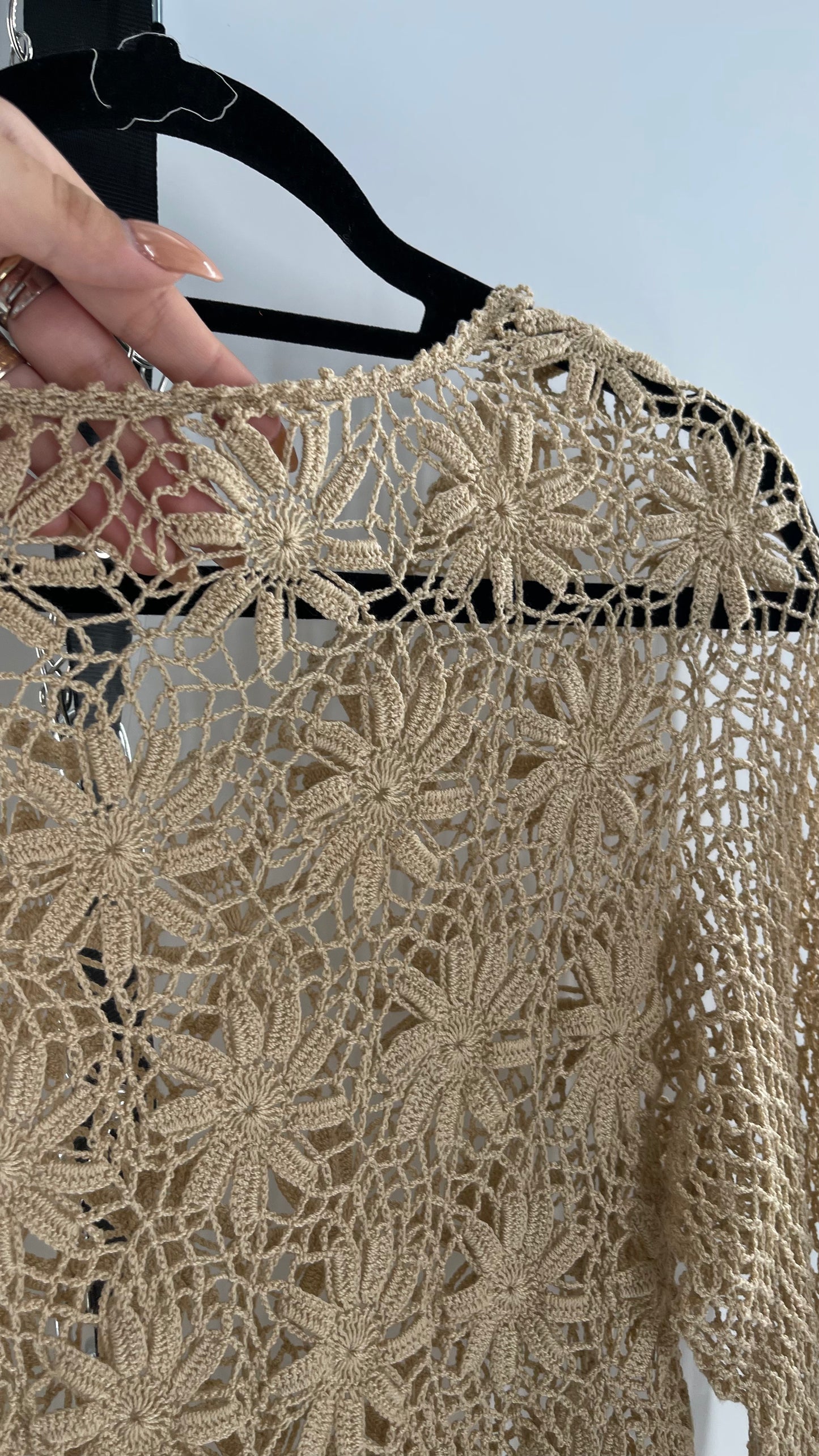 Vintage Crochet Long Sleeve Blouse (Medium)