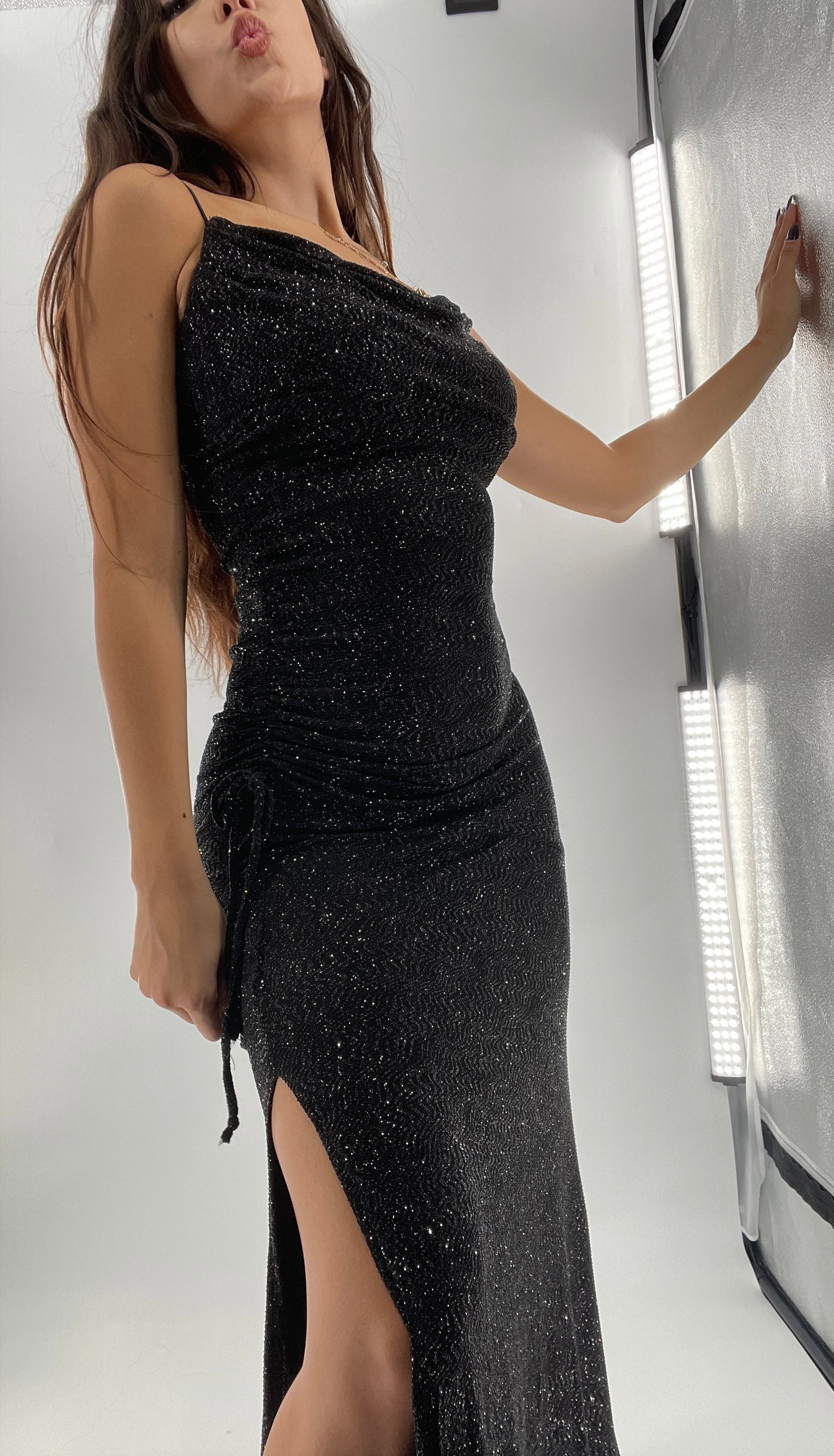 City Triangles 1990s Vintage Black Glitter Floor Length (S)