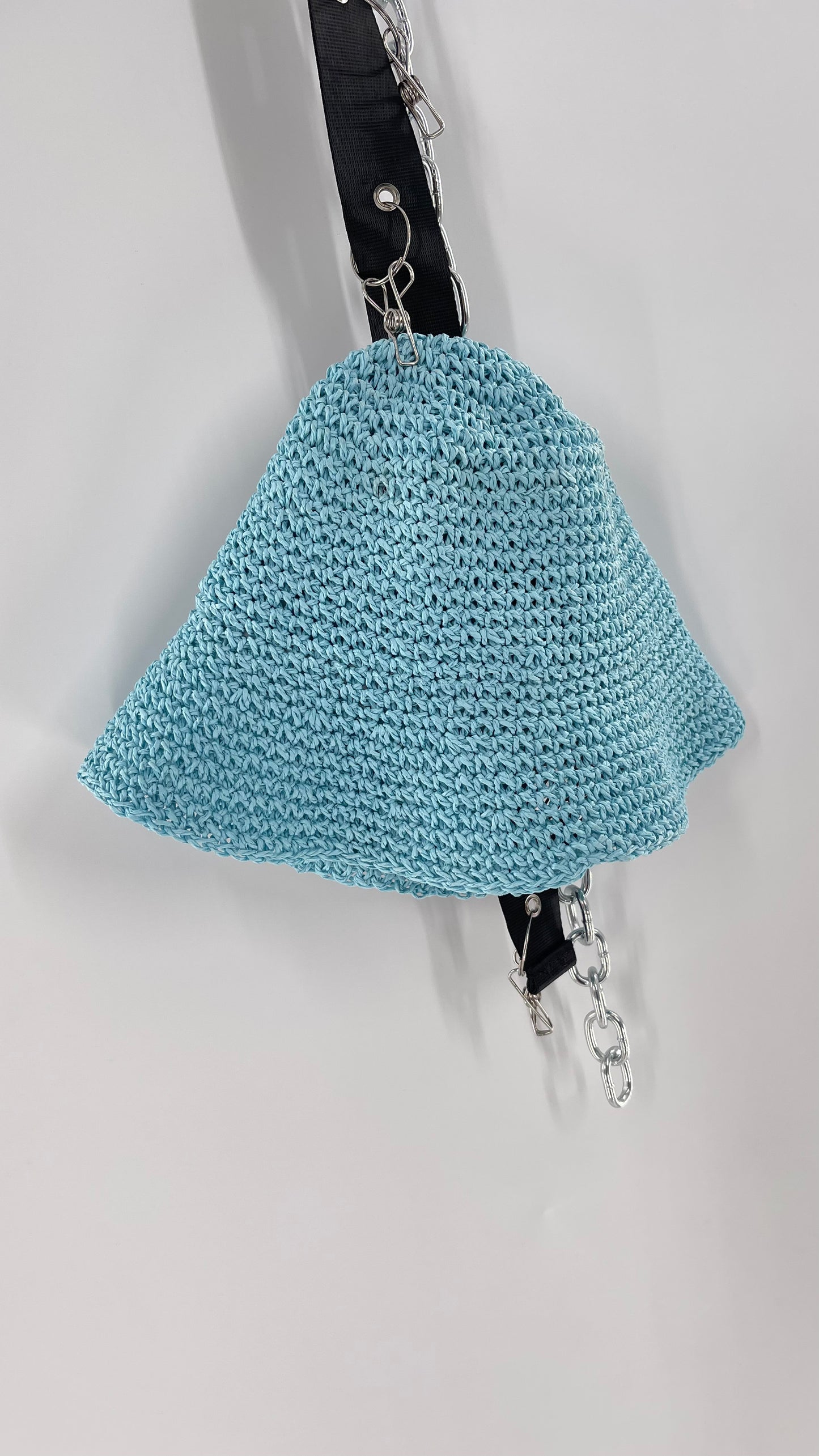 Urban Outfitters Baby Blue Straw Bucket Hat
