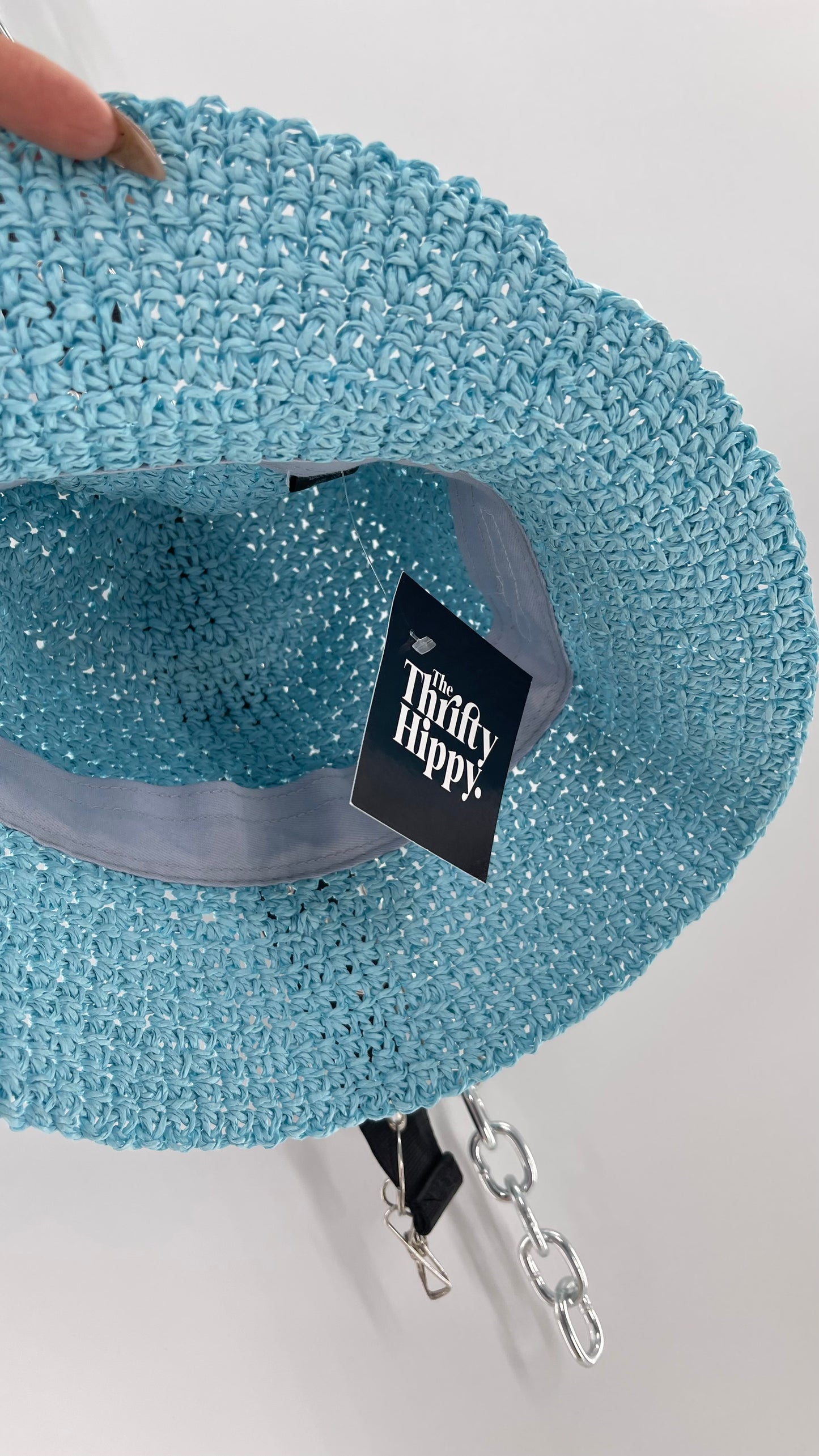 Urban Outfitters Baby Blue Straw Bucket Hat