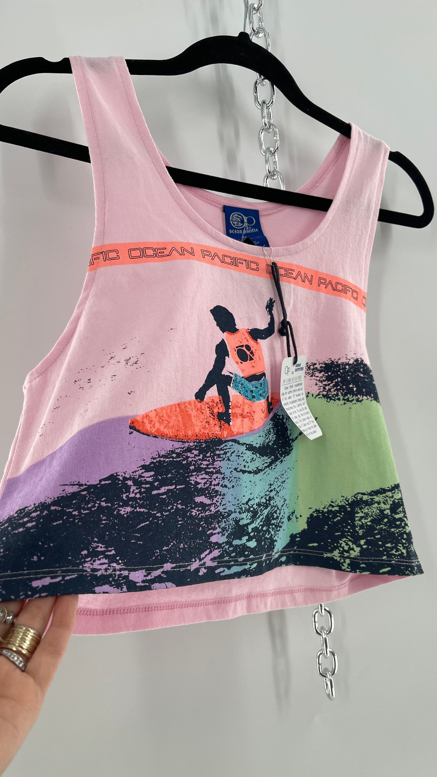 Urban Outfitters 80s OP Surfer Graphic Cropped Tank (XS)