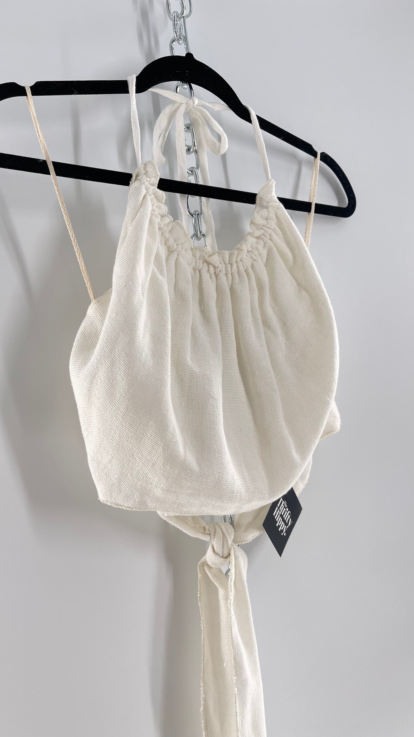 Free People White 100% Cotton Backless Halter (S)