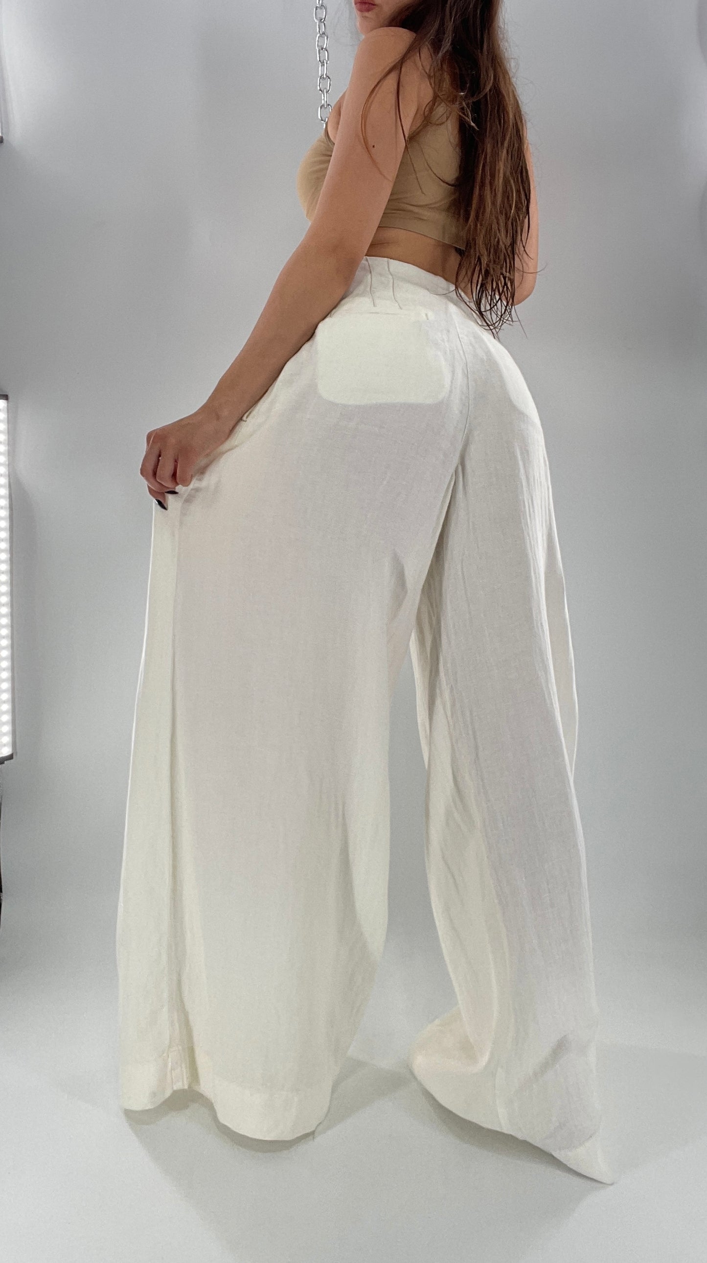 Free People Off White Pleated Trouser Wide Leg (2)