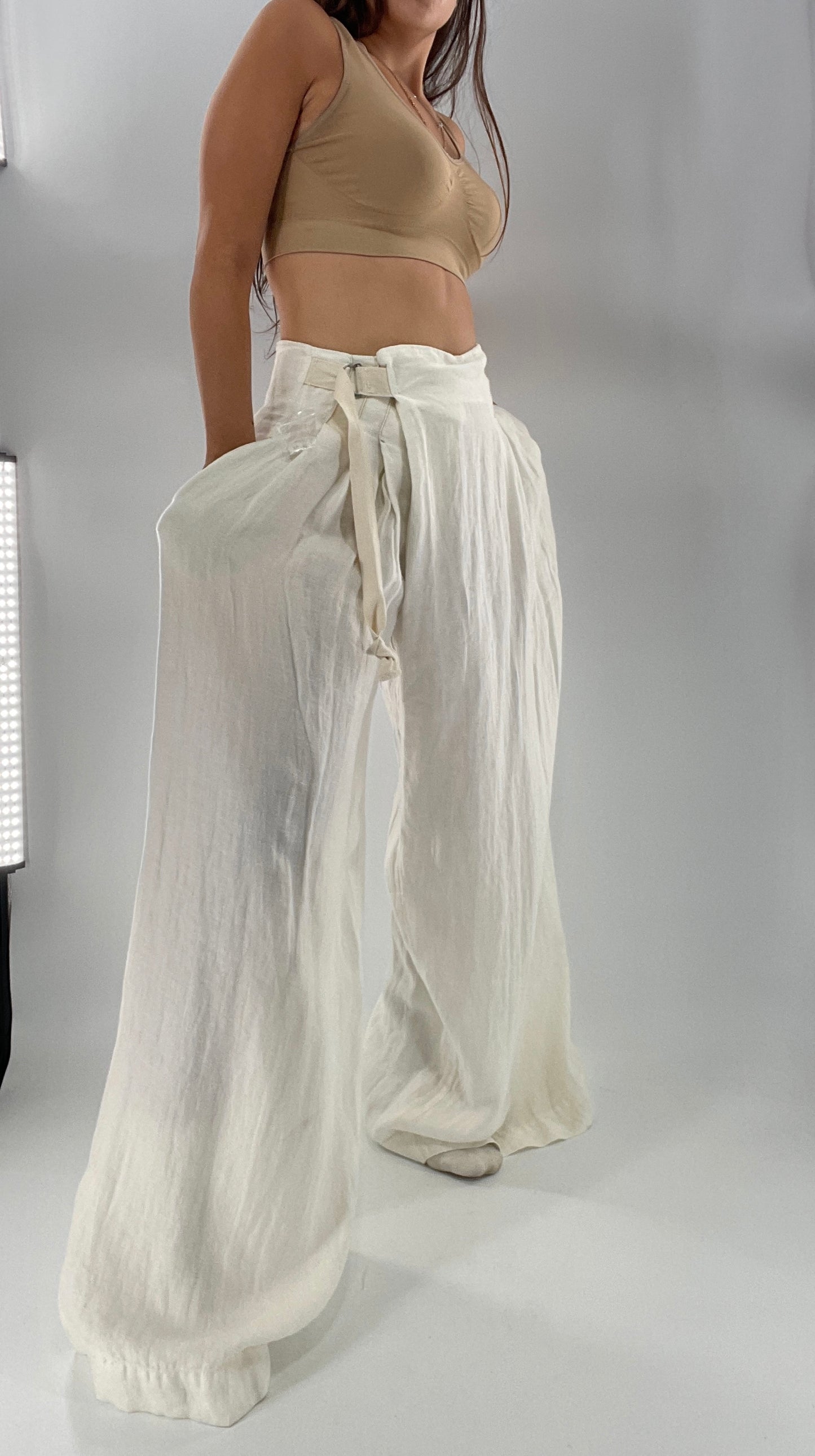 Free People Off White Pleated Trouser Wide Leg (2)