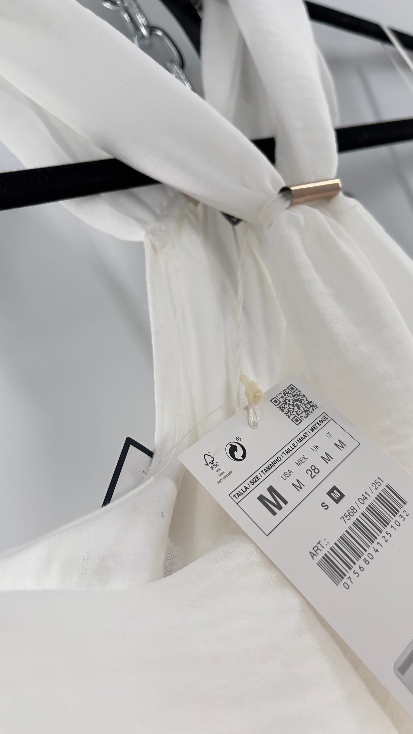 Zara White Halter Sleeveless Blouse with Metal Detailing (Medium)