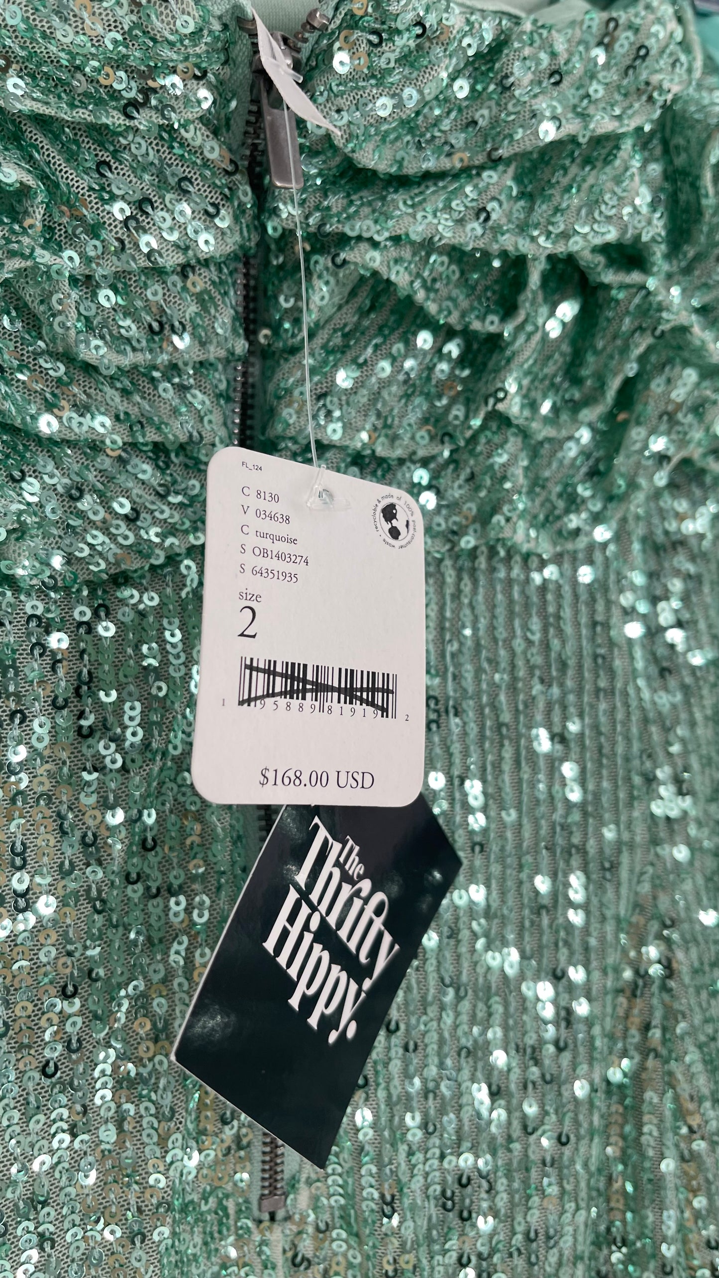 Free People Teal Sequin Ruffle Frida Tube Dress (2)