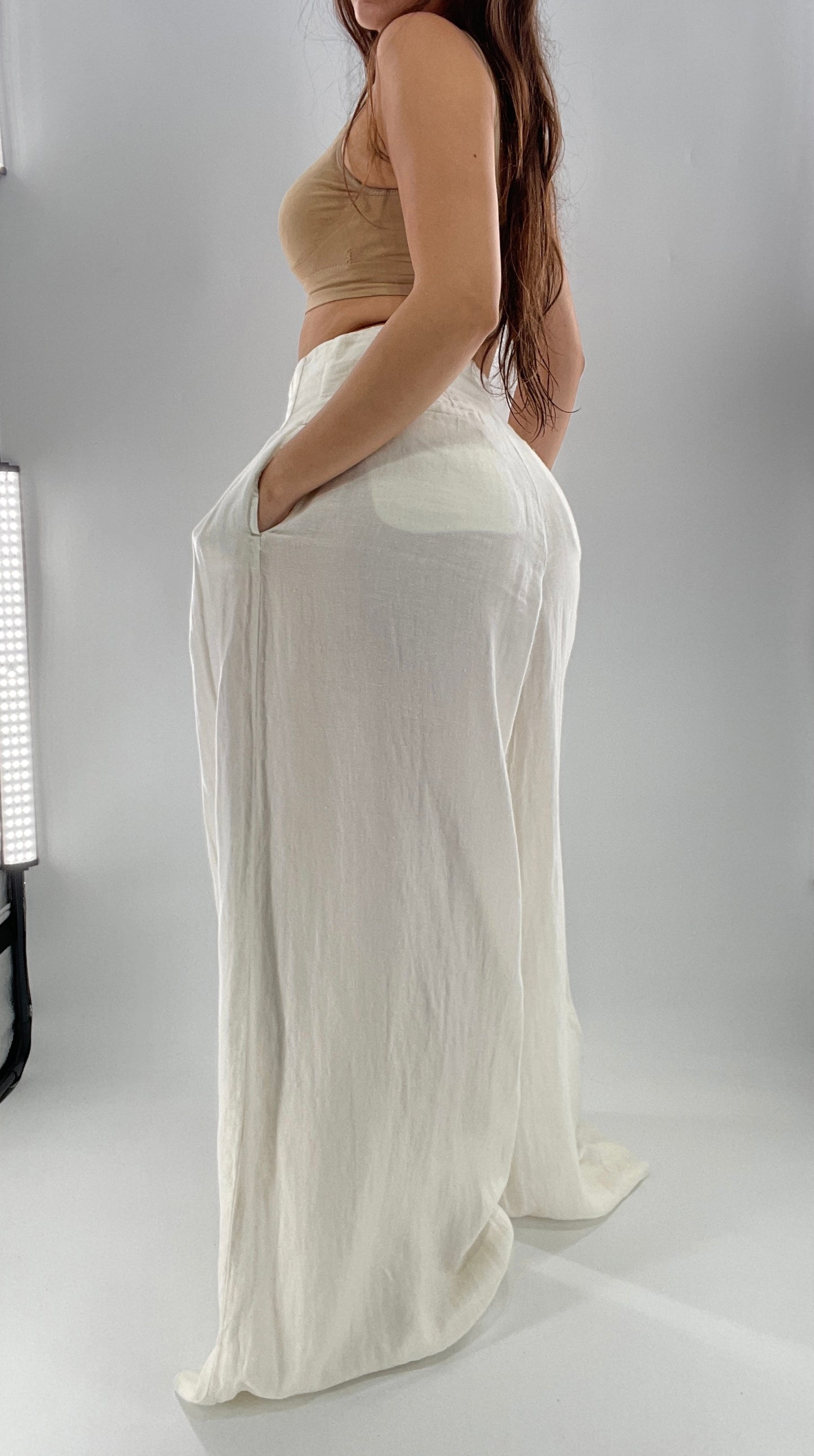 Free People Off White Pleated Trouser Wide Leg (2)