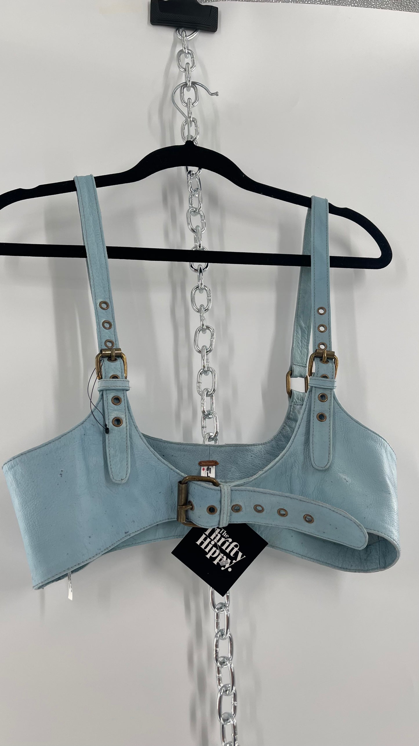 Free People Baby Blue Buckled Corset Belt (Large)