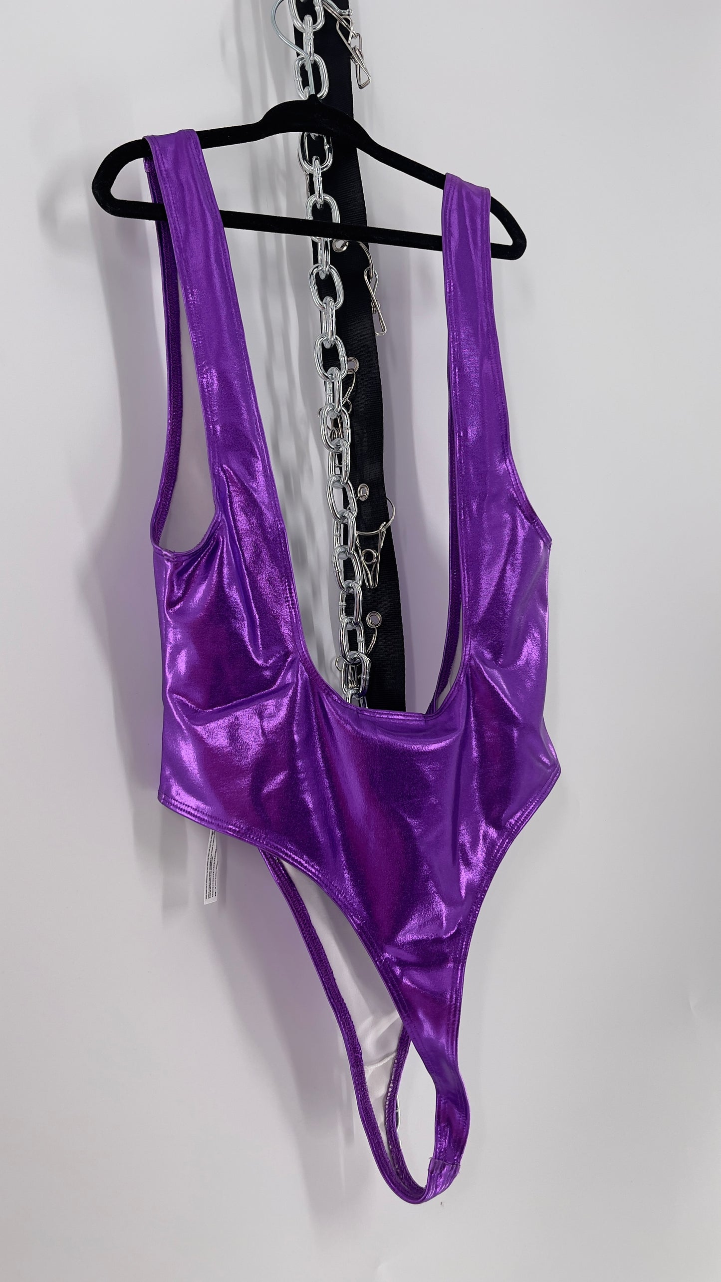 Out From Under Purple Metallic One Piece Swimsuit (S)