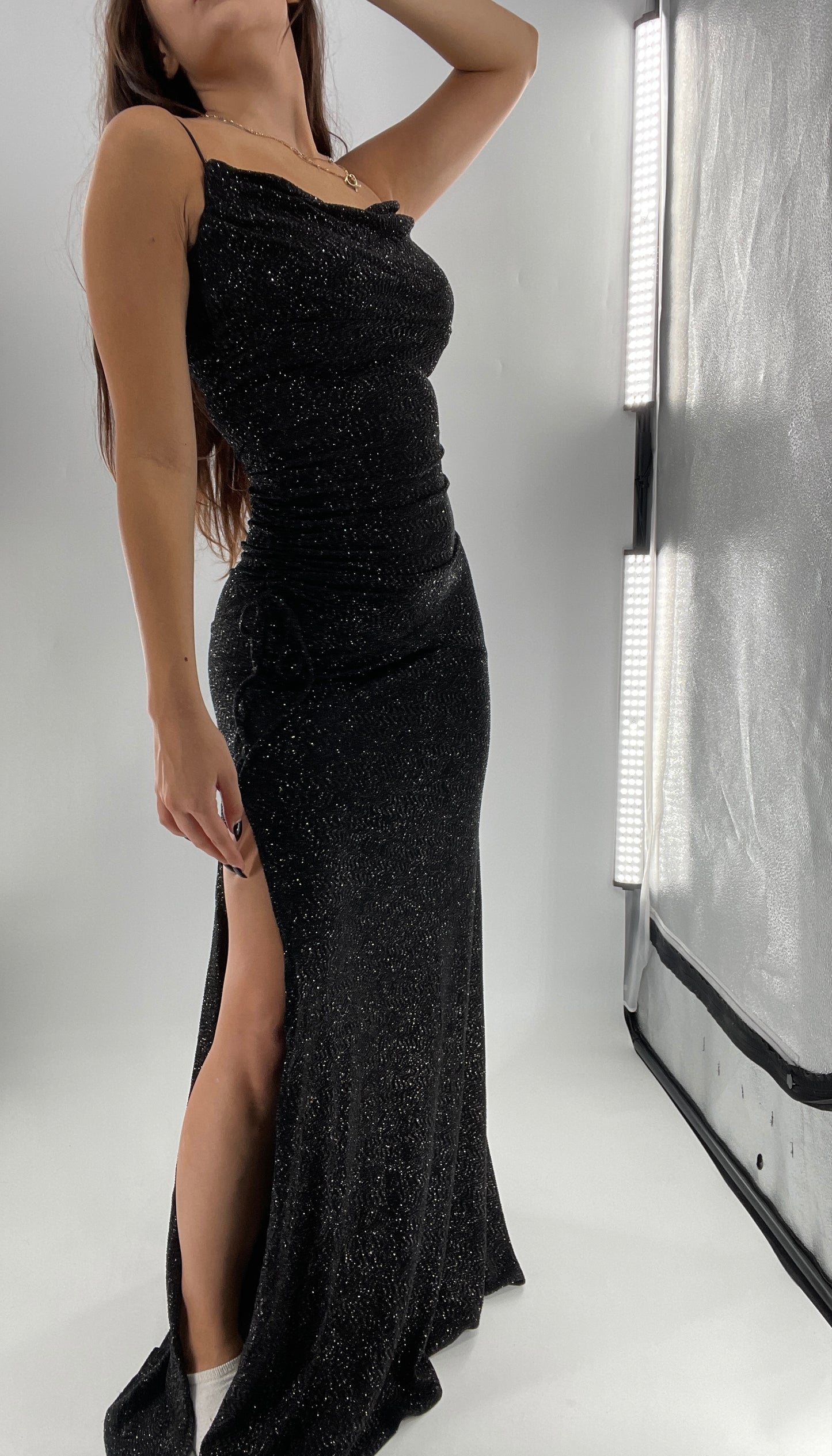City Triangles 1990s Vintage Black Glitter Floor Length (S)