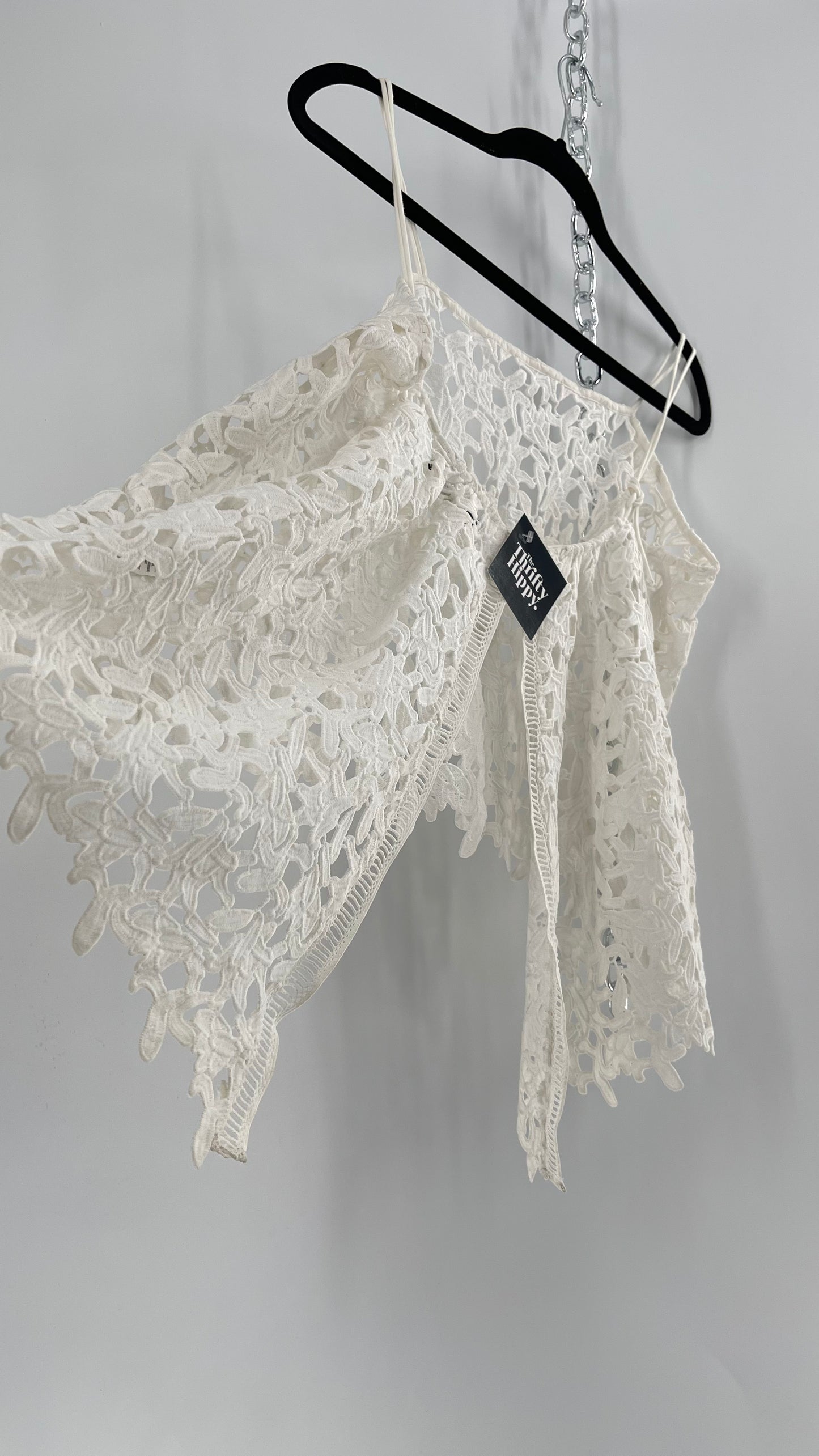 Anthropologie Ne Quittez Pas White Lace Tank with Open Back (Large)