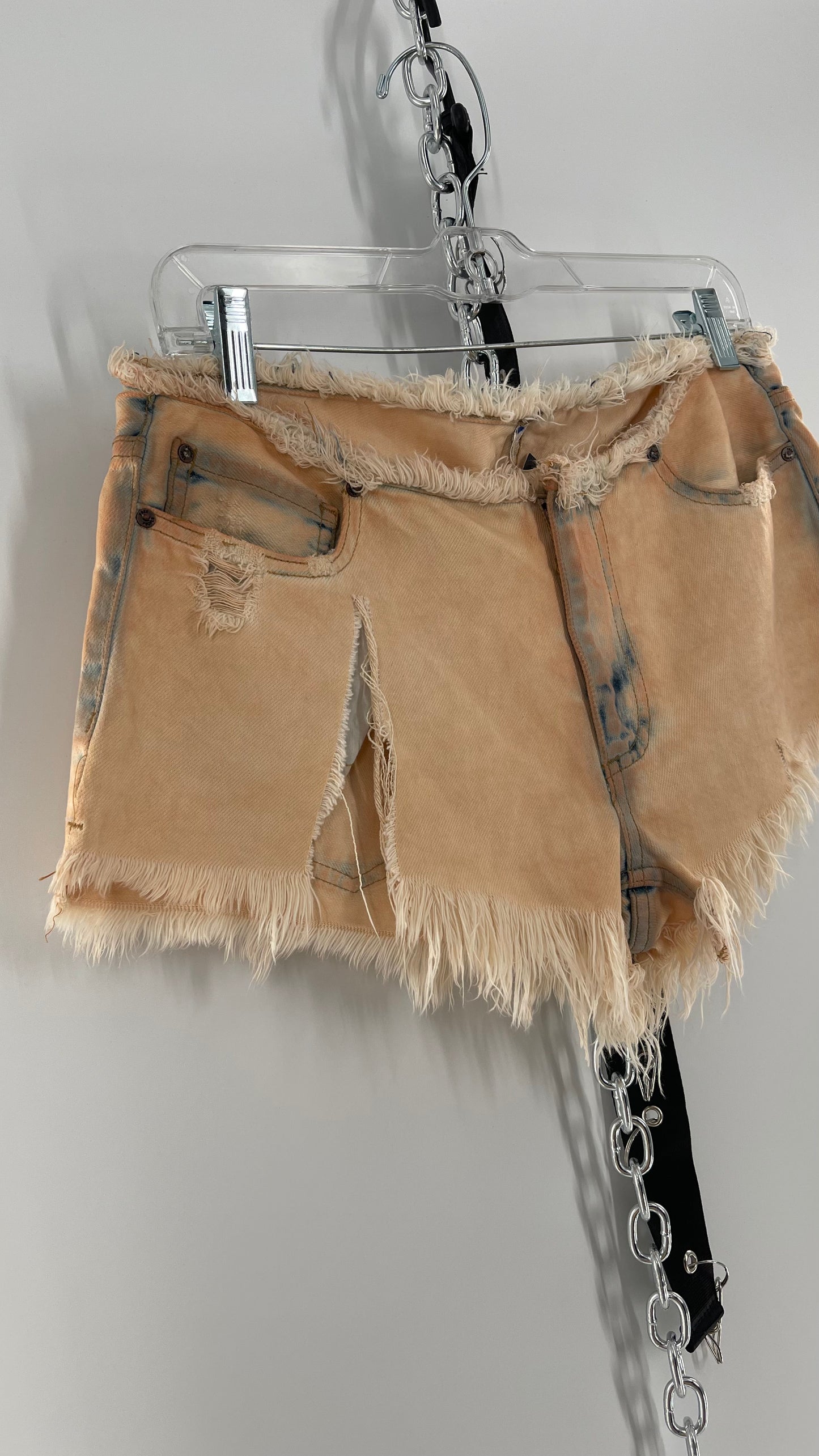 Free People Distressed Booty Shorts with Frayed Hem and Waistline (25)